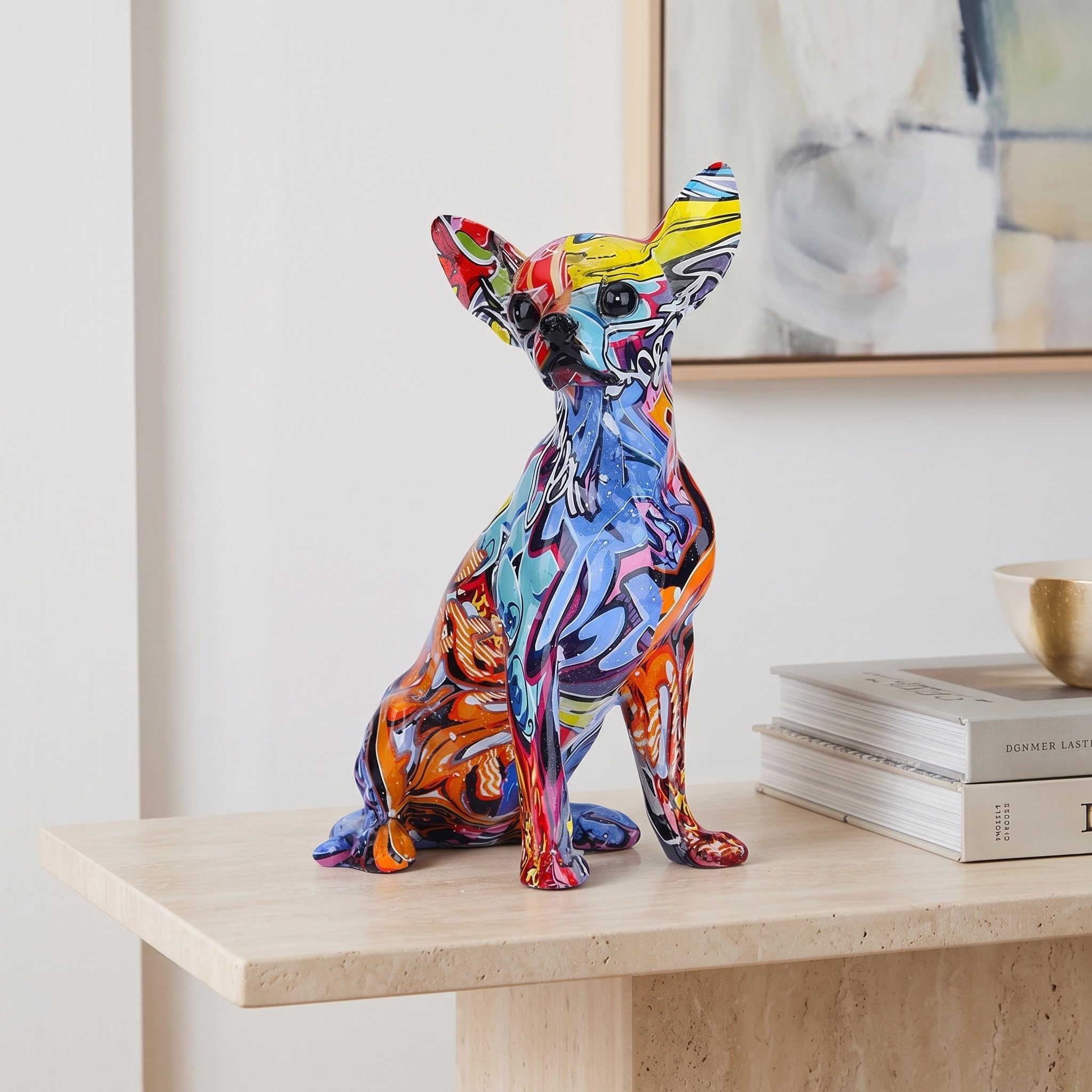suruim Simple Couleur Créative Bouledogue Chihuahua Chien Statue Salon Ornements Maison Entrée Cave À Vin Bureau Décors Résine Artisanat