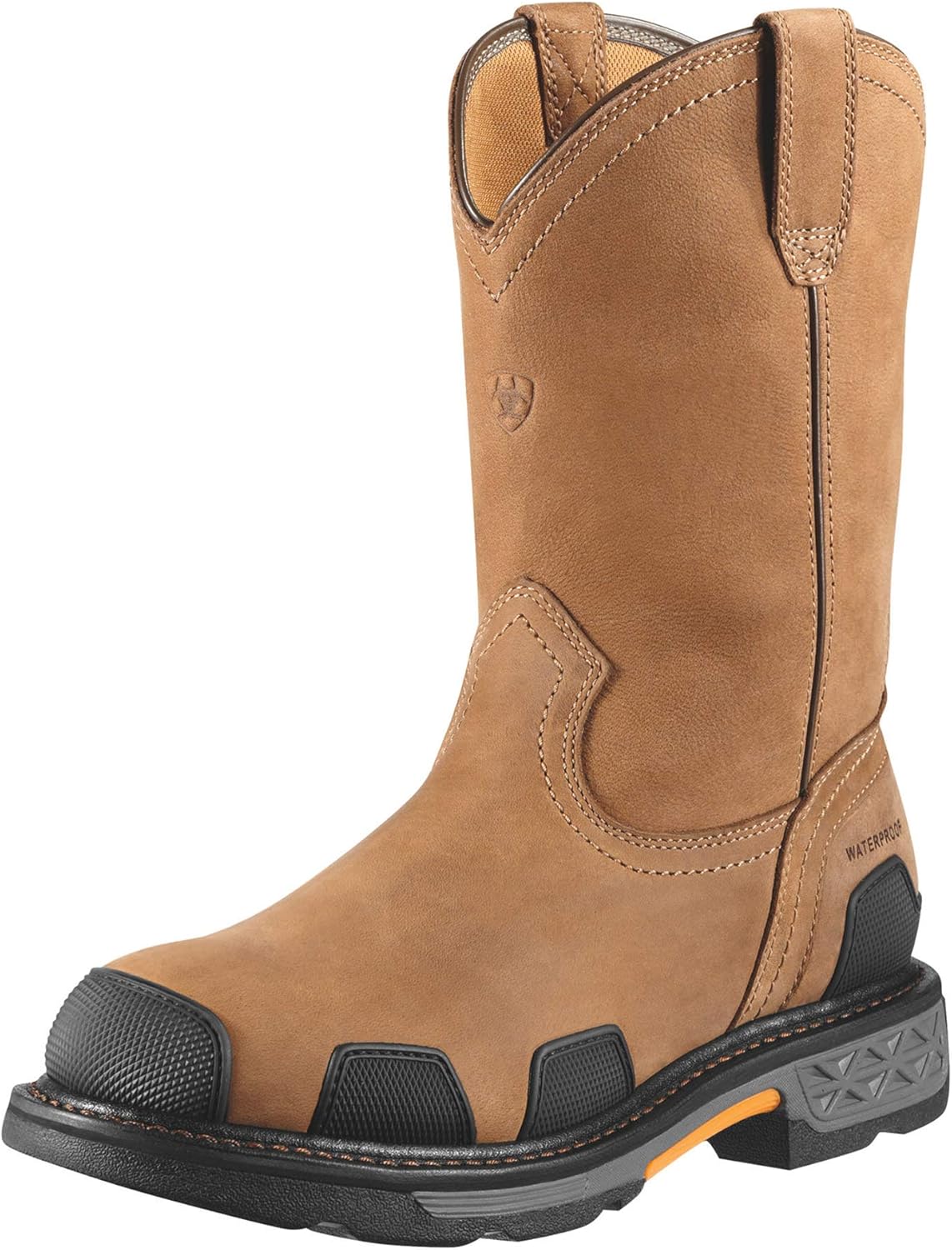 Ariat Mens OverDrive Pull-On Waterproof Composite Toe Work Boot Dusted Brown 13 Wide