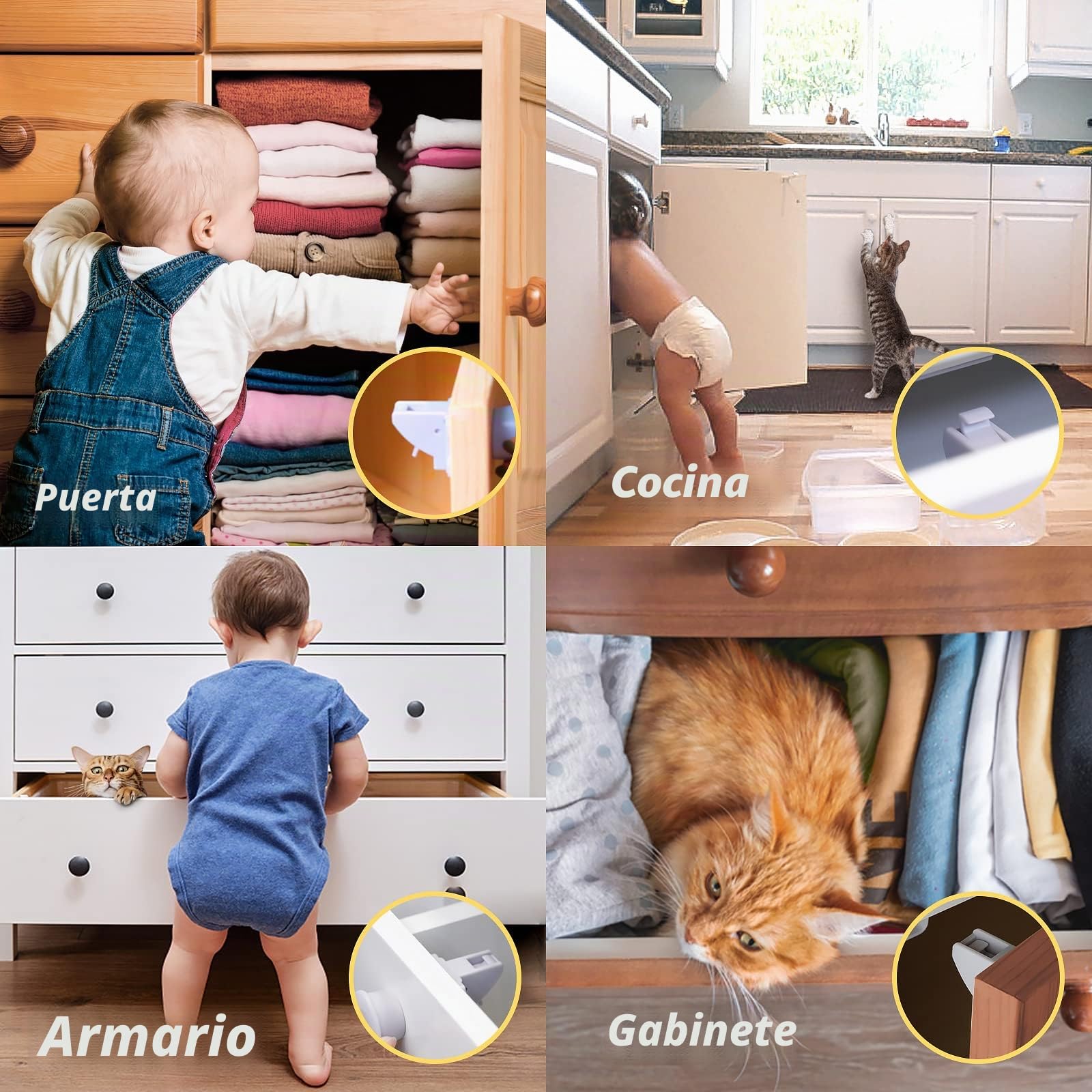TYRY.HU Invisibles Cierre Seguridad Cajones Bebe Magnetico (10 cerraduras + 2 llaves), Cerraduras de Armarios Seguridad para Niños, Sin Perforación, Instalación Fácil