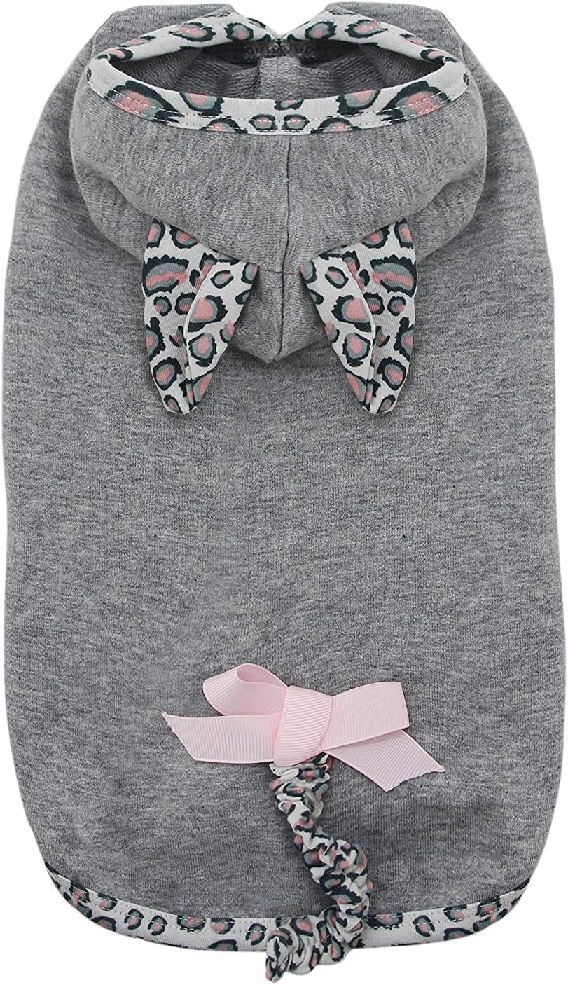 Puppy Face Leopard Tail Dog Hoodie Dog T Shirt with Harness Hole