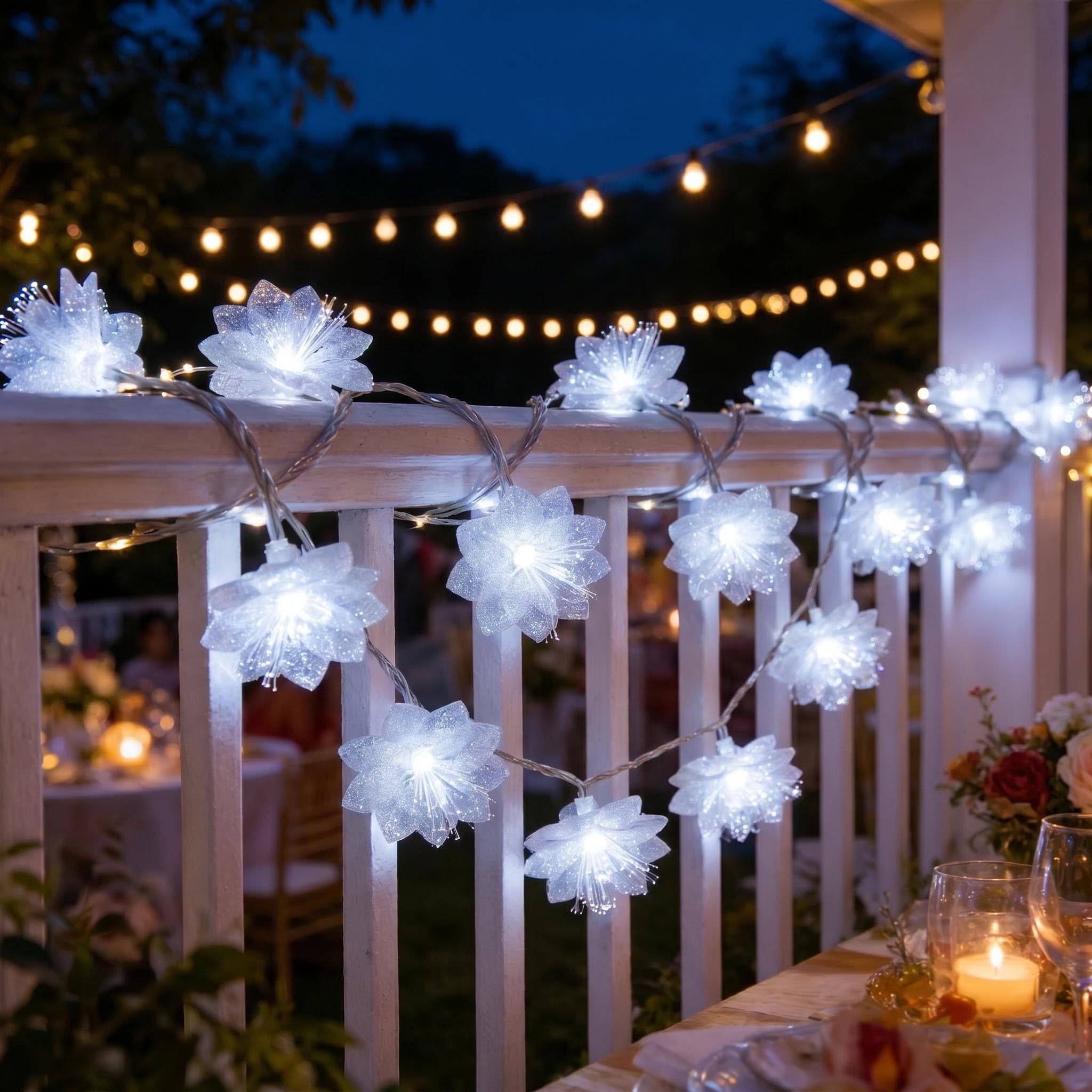 DiiWmme 2M 10LED Battery Operated Flower Fairy String Lights,Warm White Flower Blossom Fairy Lights for Bedroom Home Decoration,Spring Decor,Valentine's Birthday Christmas Indoor Outdoor Decor (White)