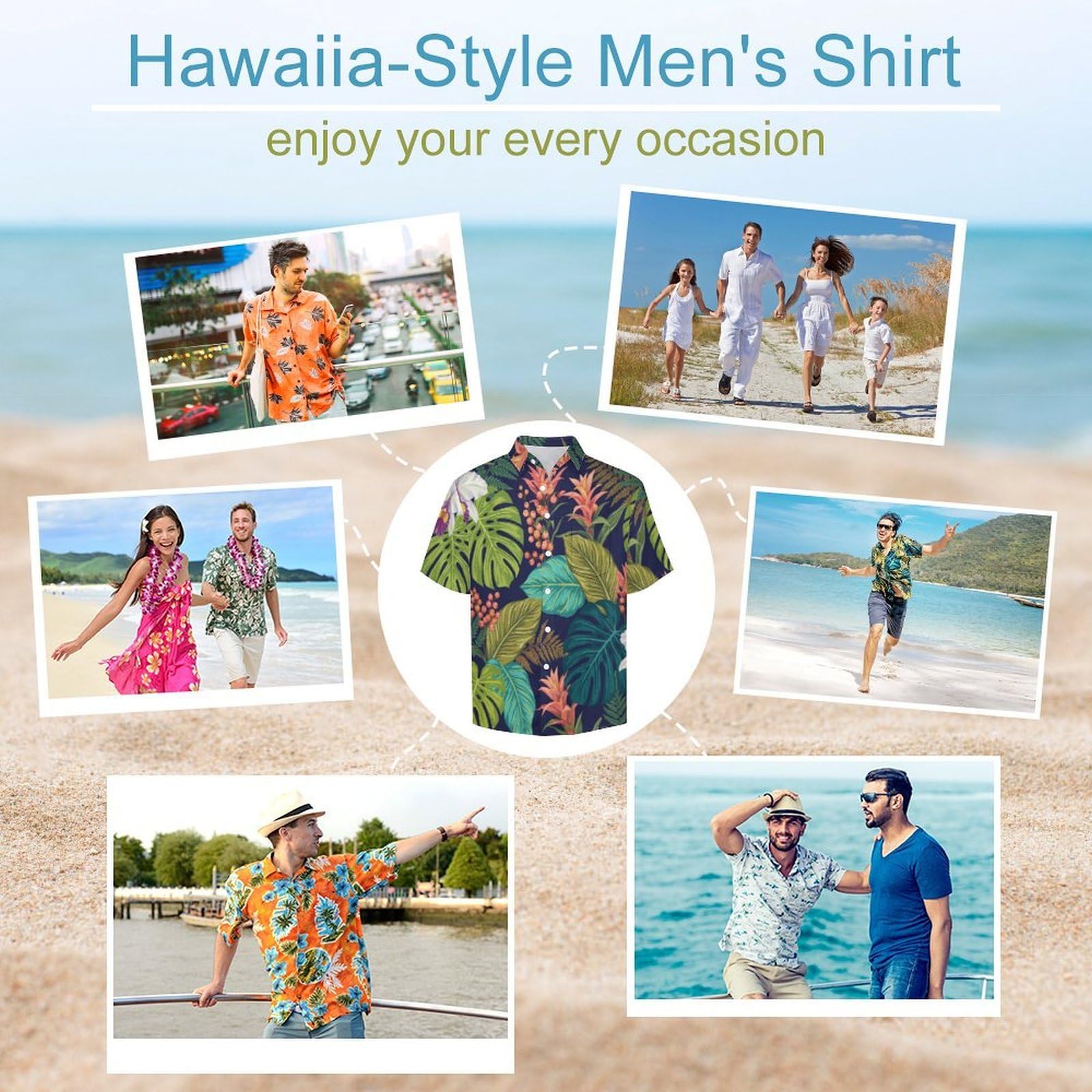 Funky Camicia Hawaiana Uomo, Manica Corta Design Aloha Camicie con Bottoni, Estiva Camicie a Orchidea Monstera Deliciosa Casual Stampa Spiaggia Estate Pianta Tropicale Camicia