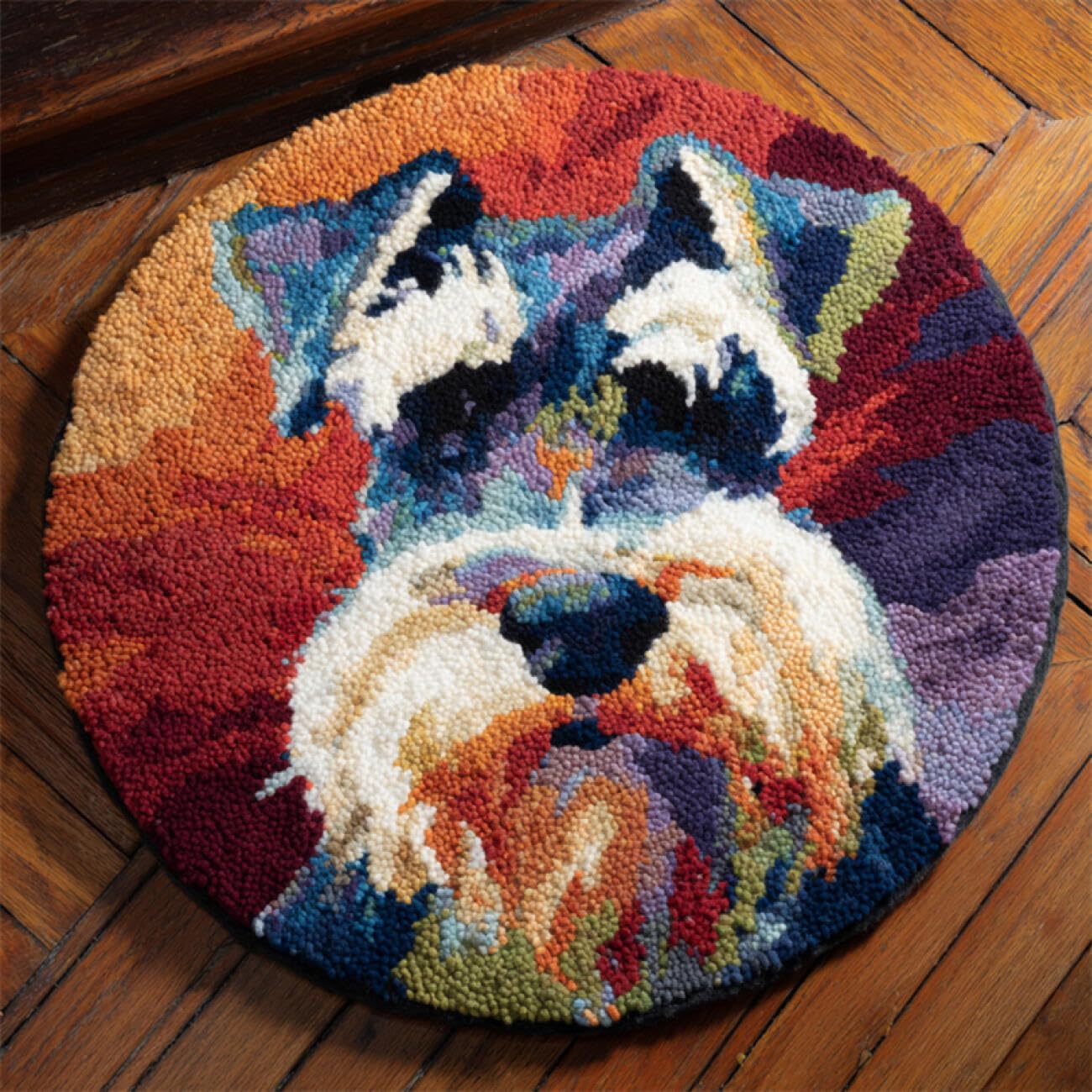 Kitquiver T Rug Latch Hook Craf Kits Colored Schnauzer 50X50cm