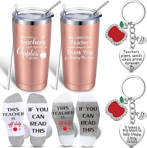 Geiserailie Juego de 6 piezas de regalo de agradecimiento para profesores, regalos de agradecimiento, incluye vasos de acero inoxidable de 20 onzas,