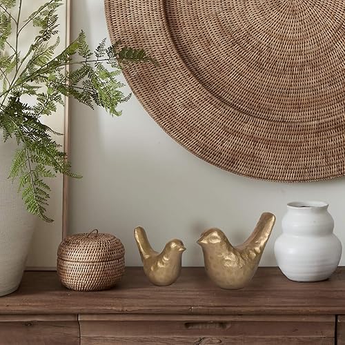 Miniatura 7 de Elegante estatua de pájaro de hierro fundido con revestimiento de latón vintage, figura de pájaro dorada para escritorio del hogar, sala de estar,