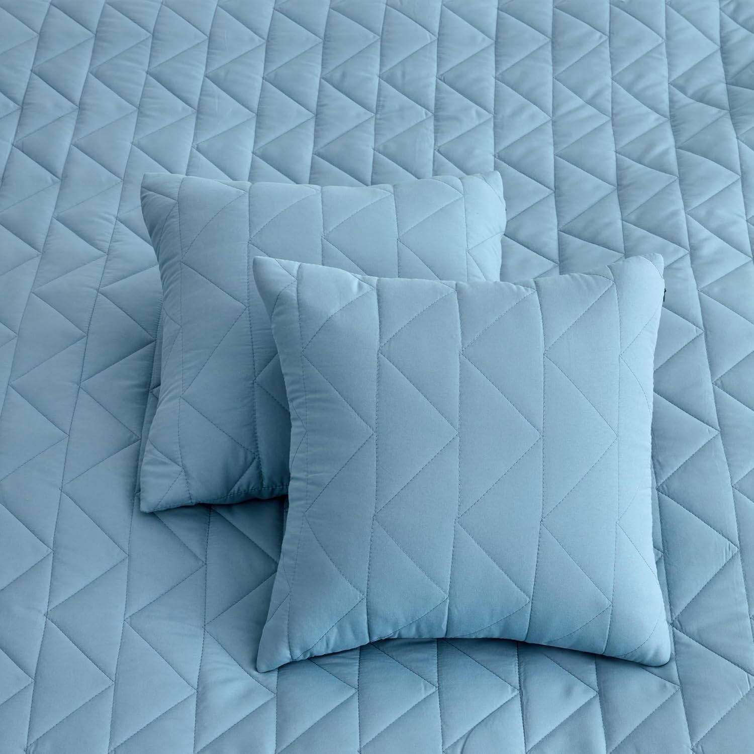 Oversized King Bedspread 128x120 Extra Wide, Modern & Contemporary Look, Lightweight Bedding Cover, Reversible, 5 Piece Set, Ashley Blue - Image 6