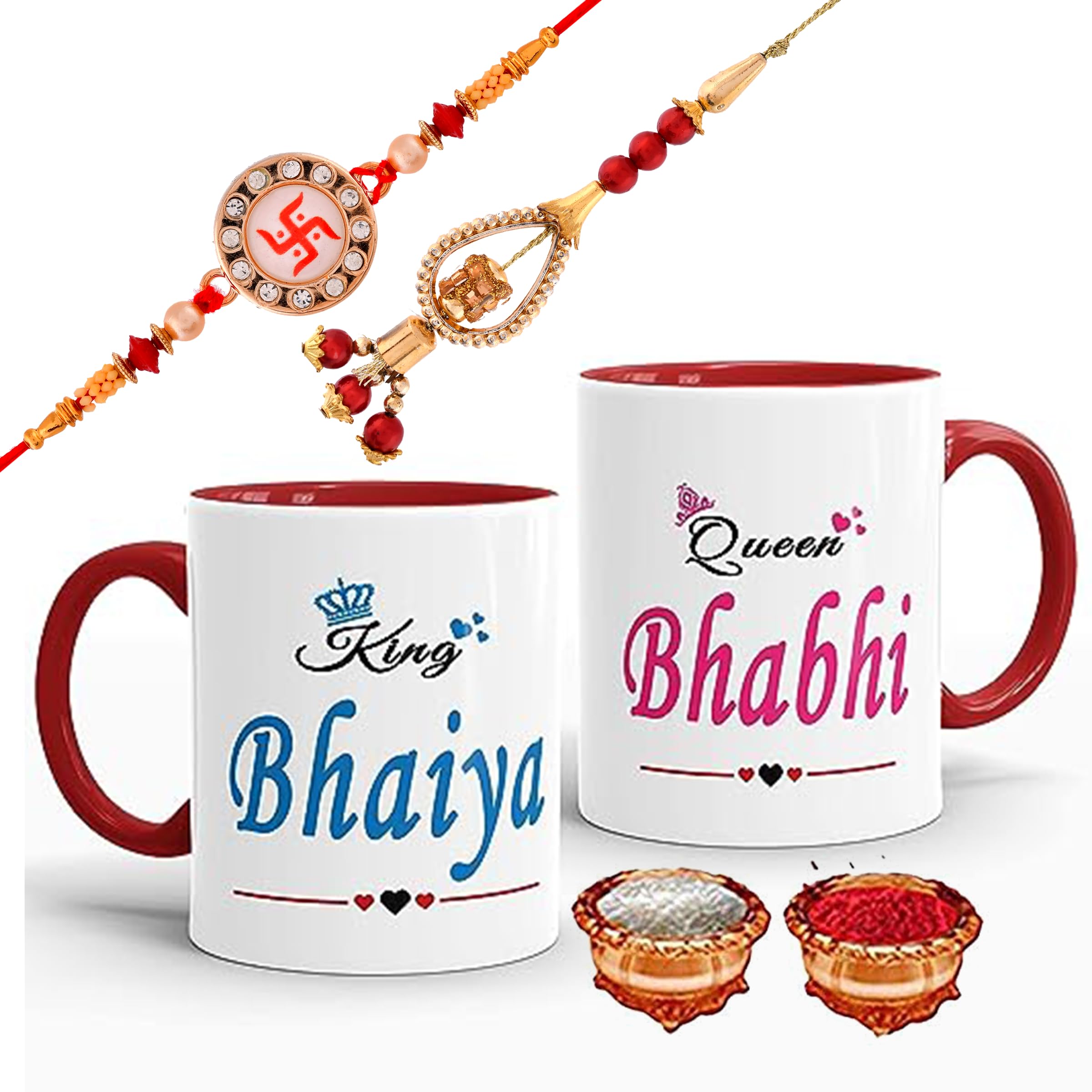 Gift Arcadia Rakhi for Brother and Bhabhi Gift Pack with Coffee Mug- 2 Piece, Red, 330ml (RCOM012)
