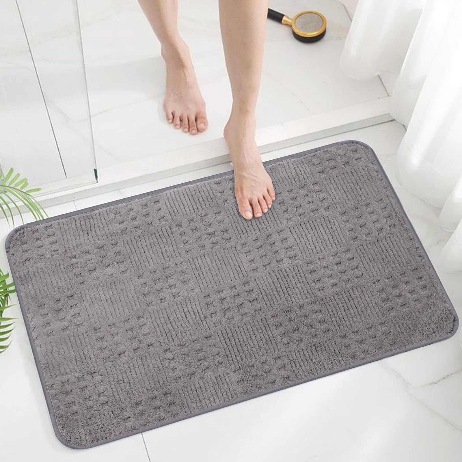 Bath Mats 24x17 Non-Slip Absorbent Bathroom Rug Quick Dry Machine Washable Shower Tub Mat with Rubber Backing Soft