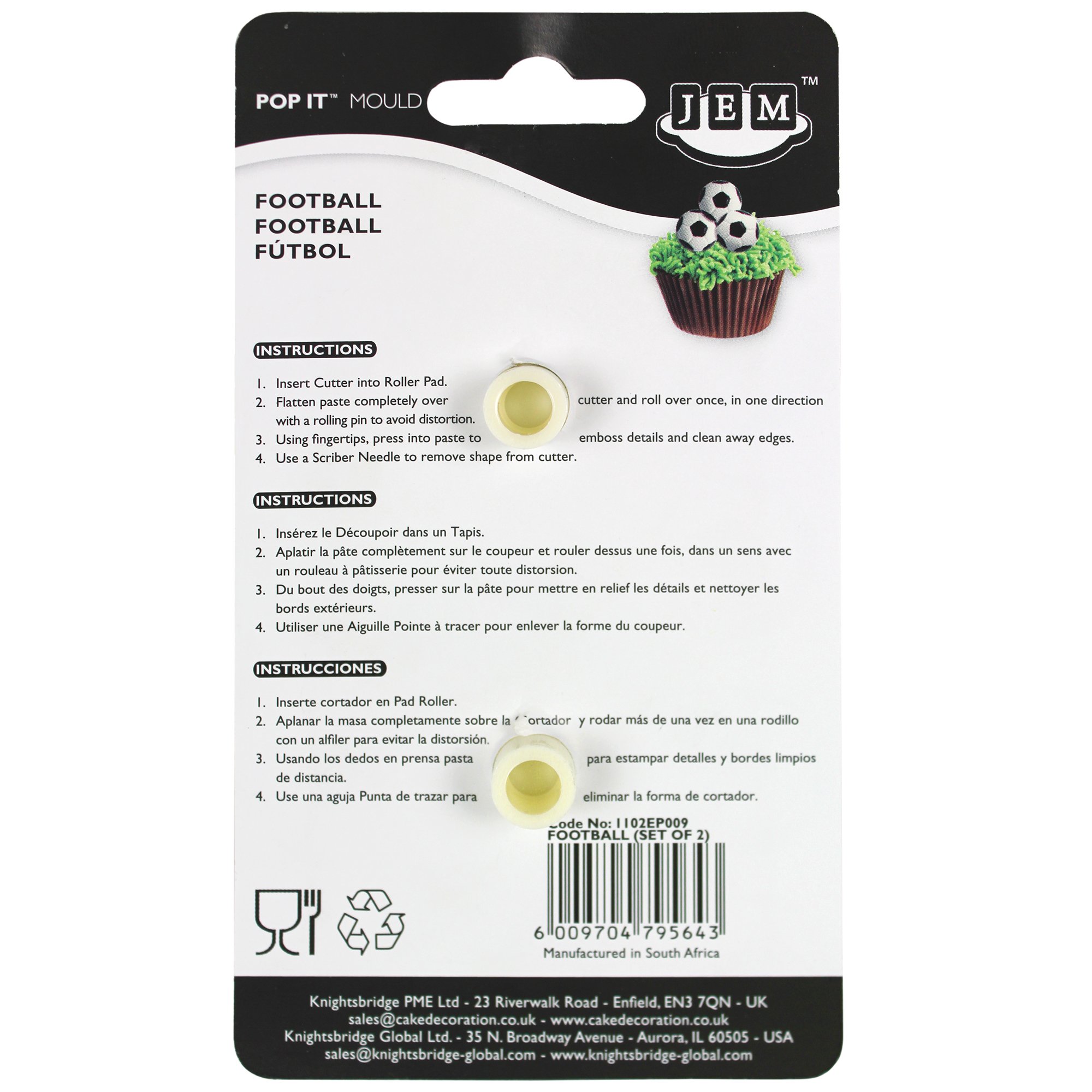 PME 1102EP015 JEM Pop It uilvormige vorm voor taartdecoratie, groot/klein, set van 2 gebroken wit 4,5x2x5,5 cm