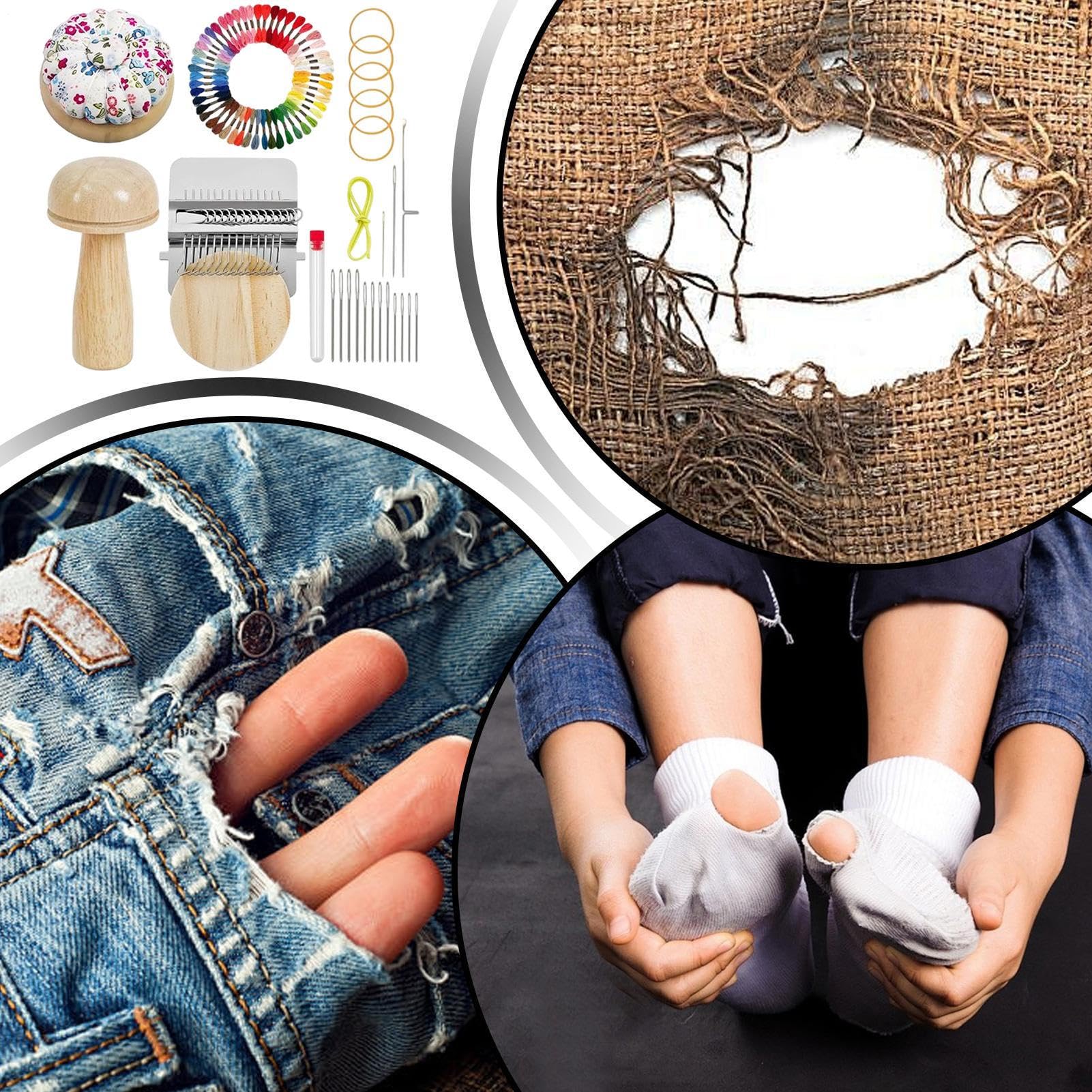 Tktouci Kit di Toppe per Maglieria - per Strumenti di Tessitura | con 14 Uncini, 14 Aghi e Kit di Riparazione con 50 Colori di Filo - Adatto A Principianti, Maglia, Madre, Padre, Tessuto, Stoffa,