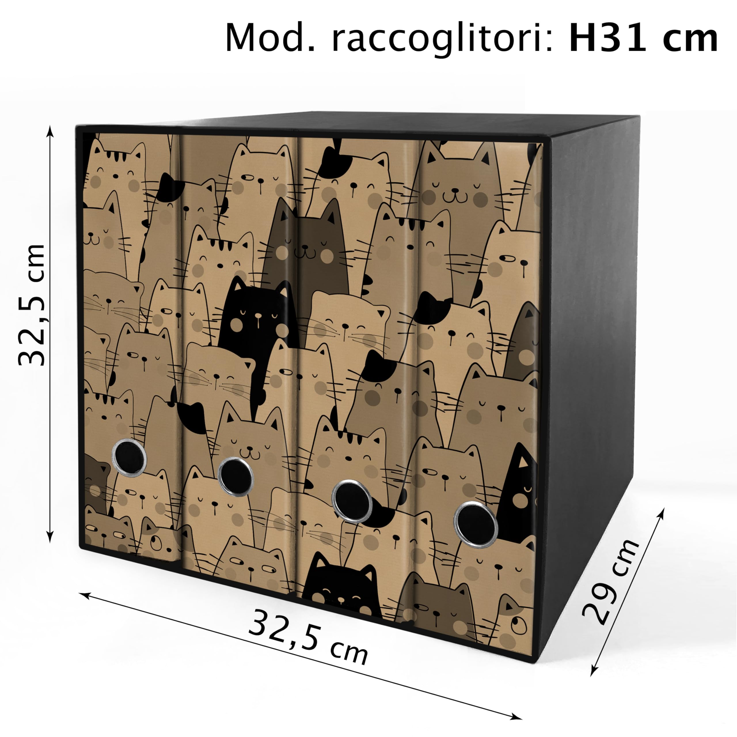 Raccoglitori ad anelli Avana GATTONI - Set da 4 raccoglitori - SHAREPRINTING Faldoni (H31 a 2 anelli)