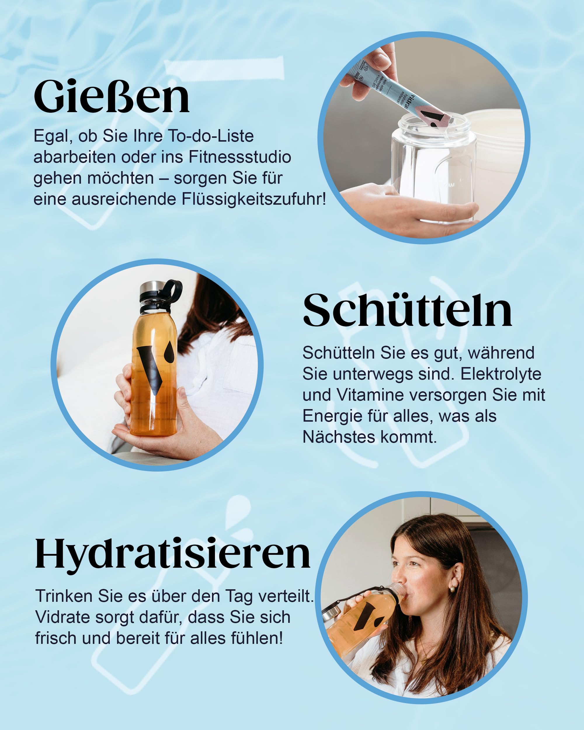 Vidrate Aromatisiertes Elektrolyt-Pulver ohne Zucker - Nährstoffreiches Elektrolytgetränk mit Vitaminen & natürlichen Inhaltsstoffen für Erwachsene - 30er-Sortimentpackung Hydrations-Pulver-Sachets