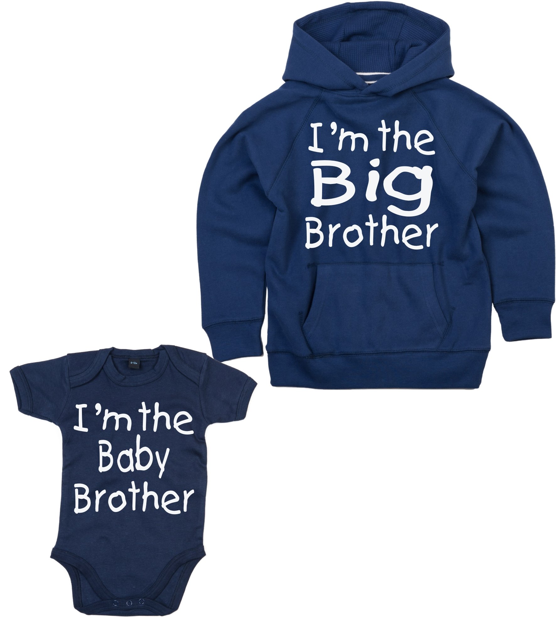 Edward Sinclair Navy 7-8Yrs 0-3Months 'Matching Big Brother Hoodie With I'm The Brother Bodysuit Set Both