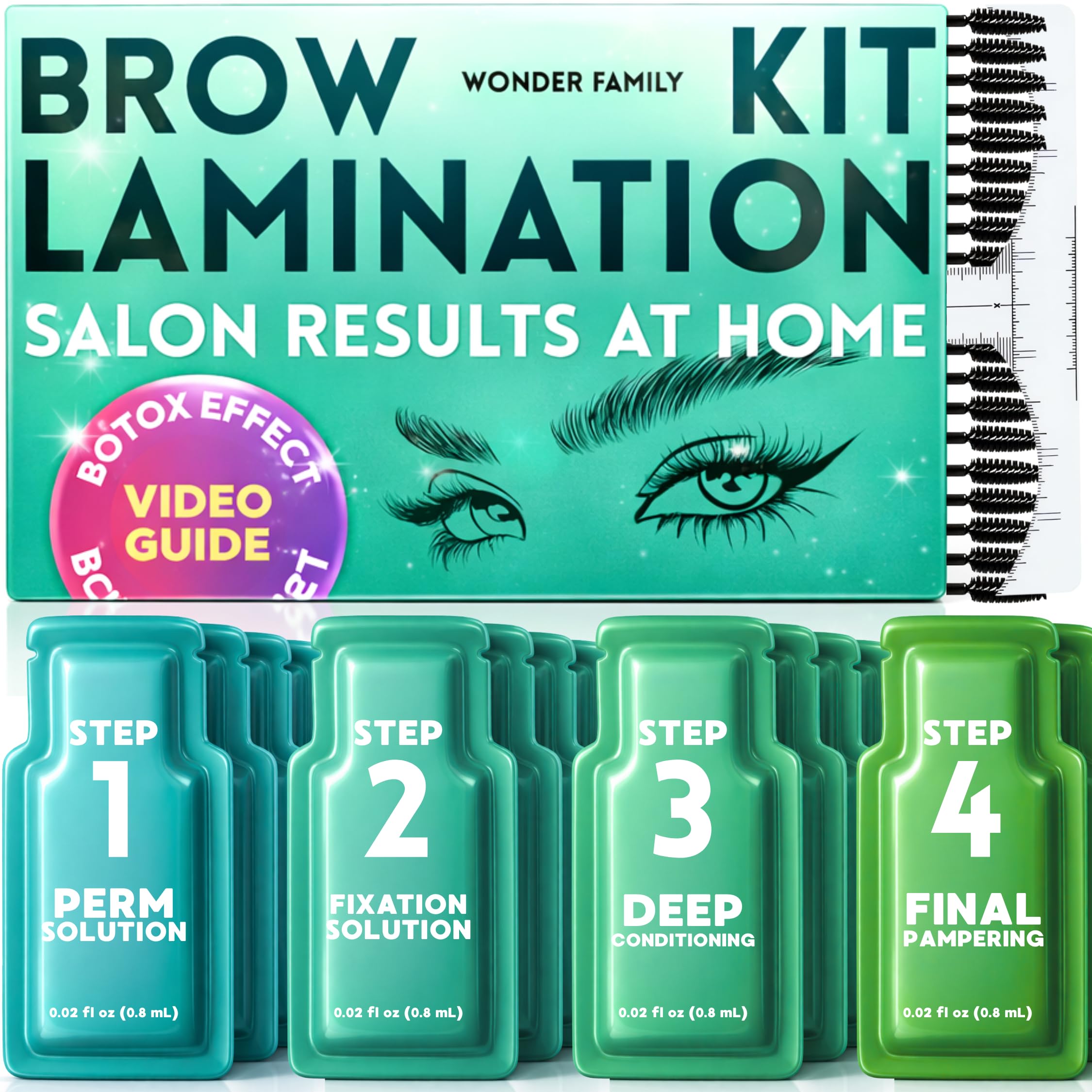 Pro Brow Brush Set for Lamination & Styling – Eyebrow Brushes Kit with 5-Step Brow Lamination Kit – Eye Brow Lamination Kit with Gel, Stencils & Serum – At Home Eyebrow Lamination Kit