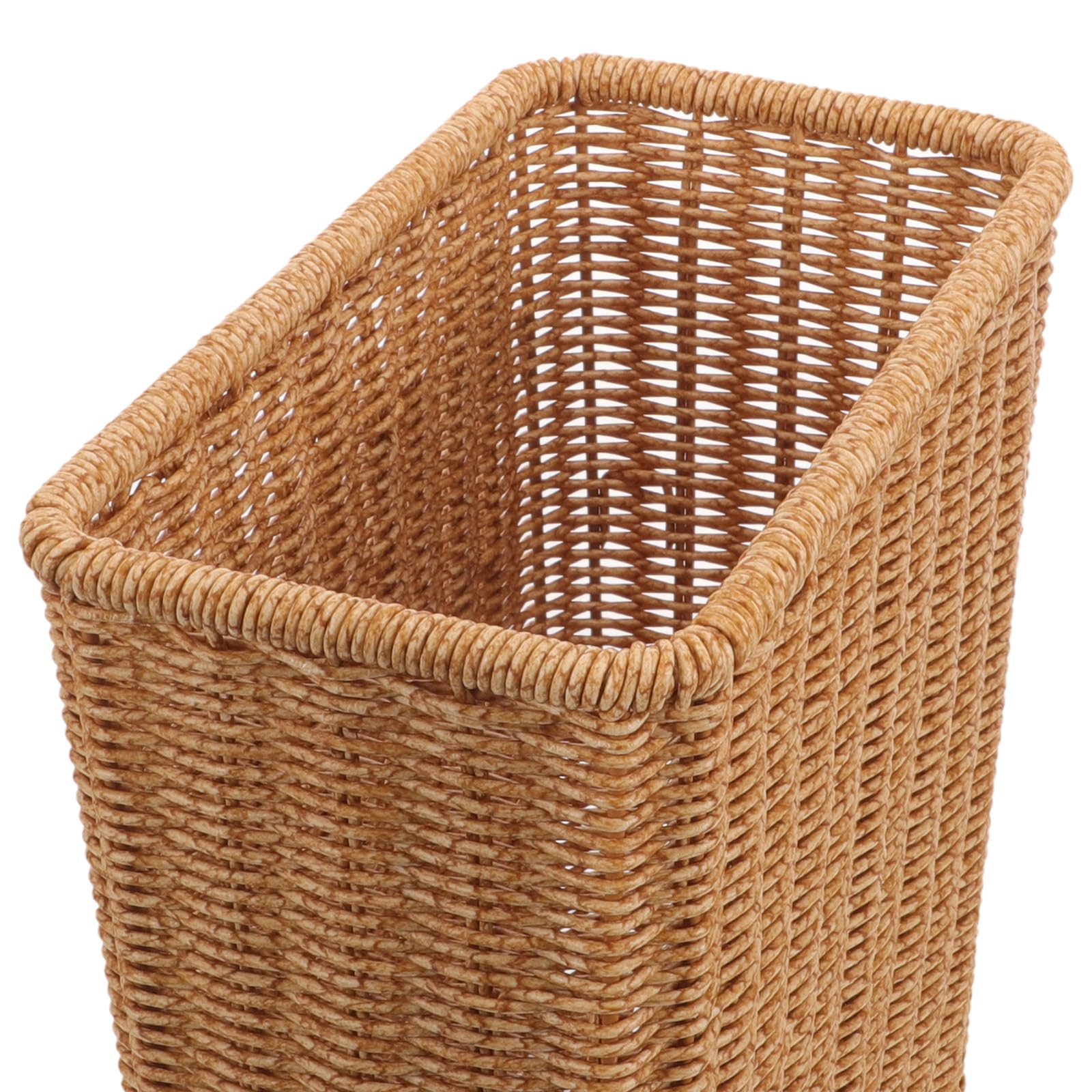 Cesta Mimbre Tapa Multifunción Ligera de Plástico Estilo Rústico para Almacenamiento y Basura Pequeña en Dormitorio o Baño