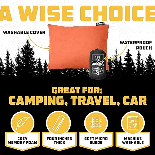 Miniatura 2 de Wise Owl Outfitters Almohada de camping  Esenciales de camping y almohada de viaje para aviones, camping y viajes  Almohada lavable de espuma
