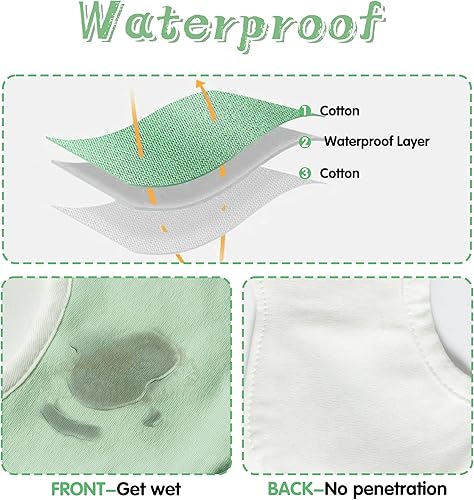 Miniatura 2 de Zainpe Baberos de bebé con rotación de 360, impermeables, a presión, de algodón, absorbente, para bebés, de 0 a 12 meses, 6 unidades