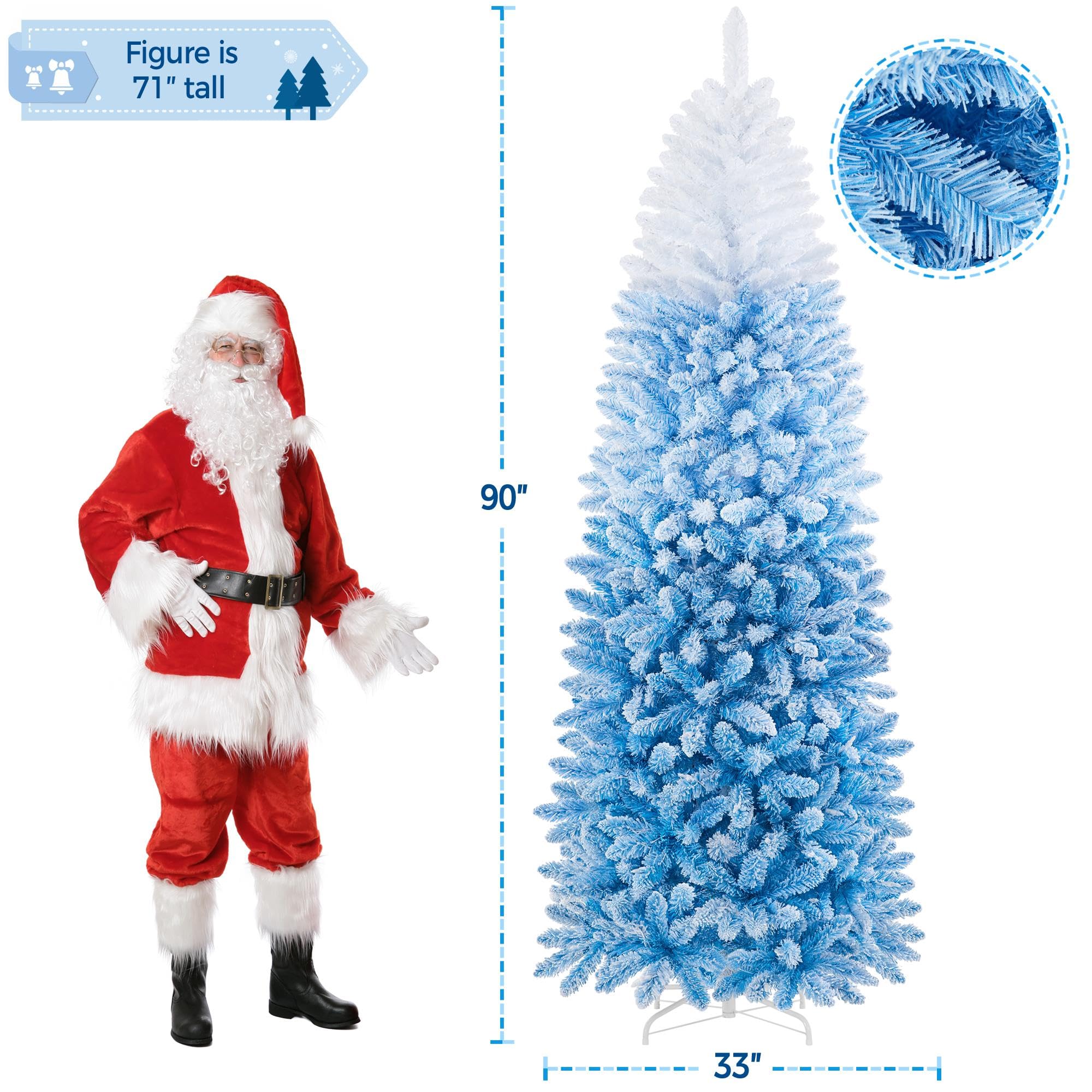Amazon.com: Yaheetech 7.5ft Pre-lit Snow Flocked Pencil Christmas