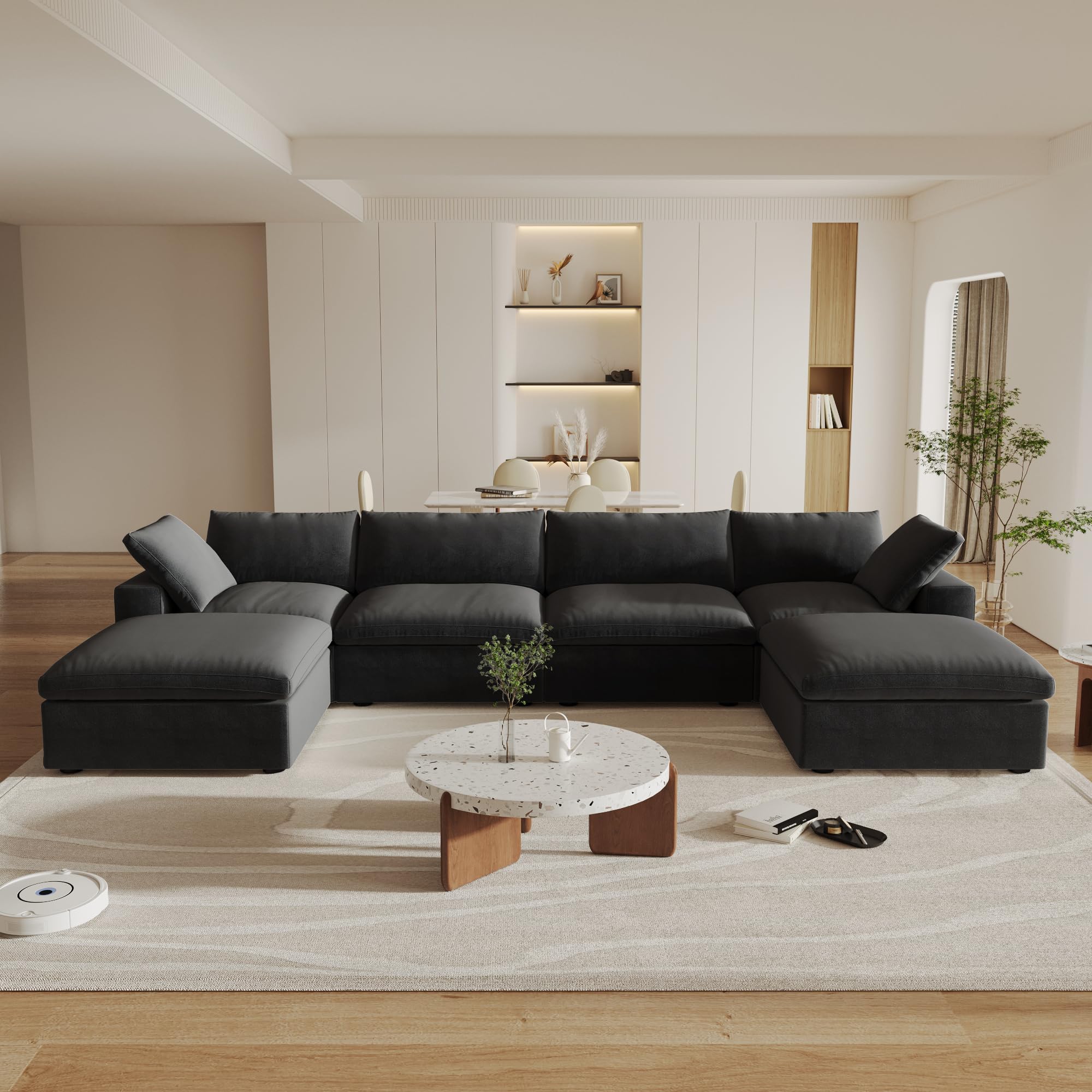 Cloud Couch Modular Sectional Sofa with 2 Storage Ottomans