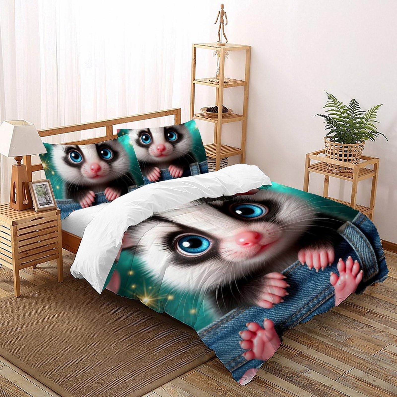 Housse de couette 200x200cm fermeture éclair pour lit double enfant microfibre