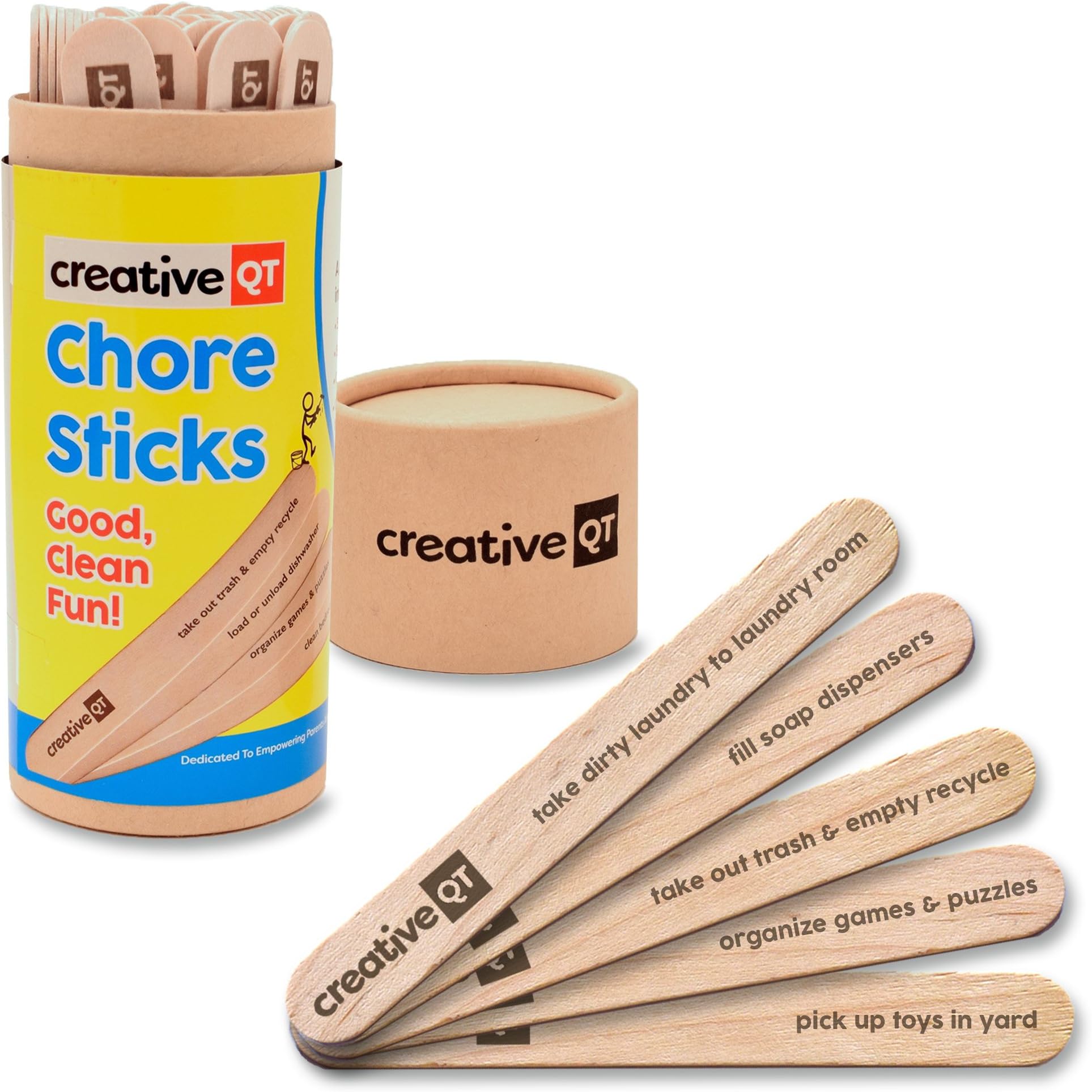 Creative QT Chore Sticks for Kids - 50 Wooden Sticks - Interactive Family Activity - Make Chores Fun