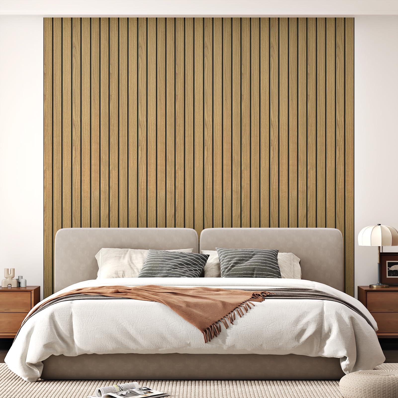 Panel de pared de madera 3D para despegar y pegar, paneles de