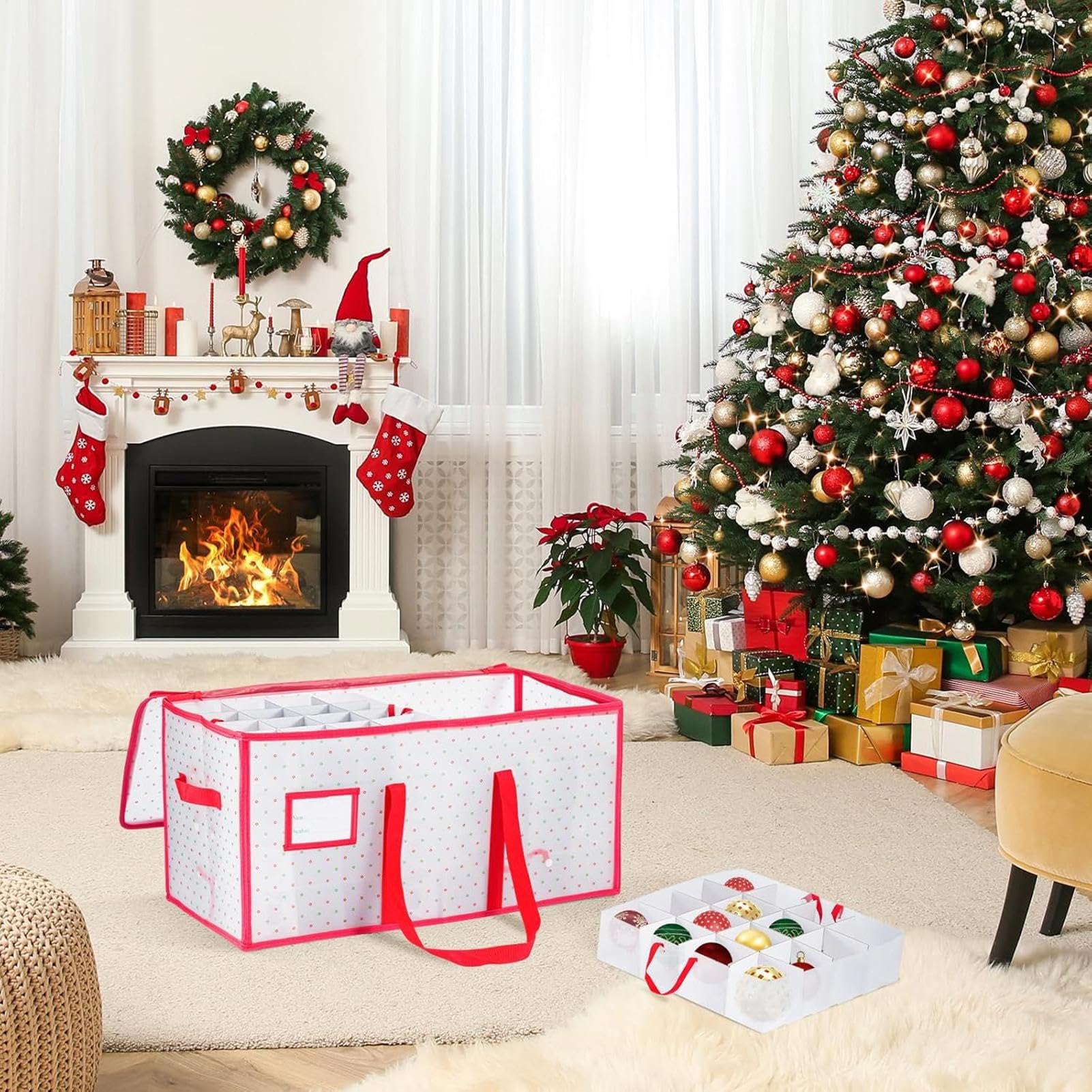 Christbaumschmuck Aufbewahrung 8-Ebenen 128 Fächer Saisonale Dekorationsbox