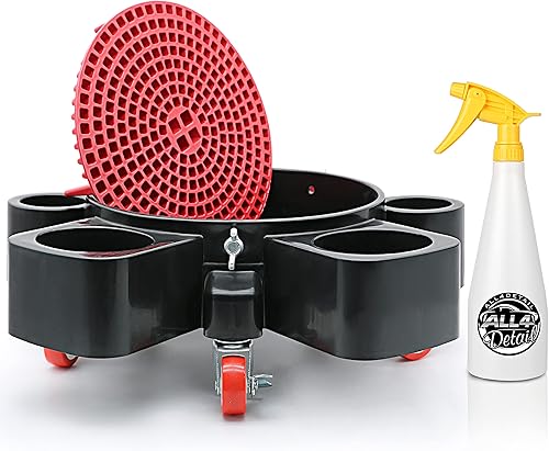 ALL4DETAIL Carrito de cubo de 5 galones, carrito de cubo rodante con 5 ruedas giratorias rodantes, trampa de suciedad de cubo, perfecta para lavado