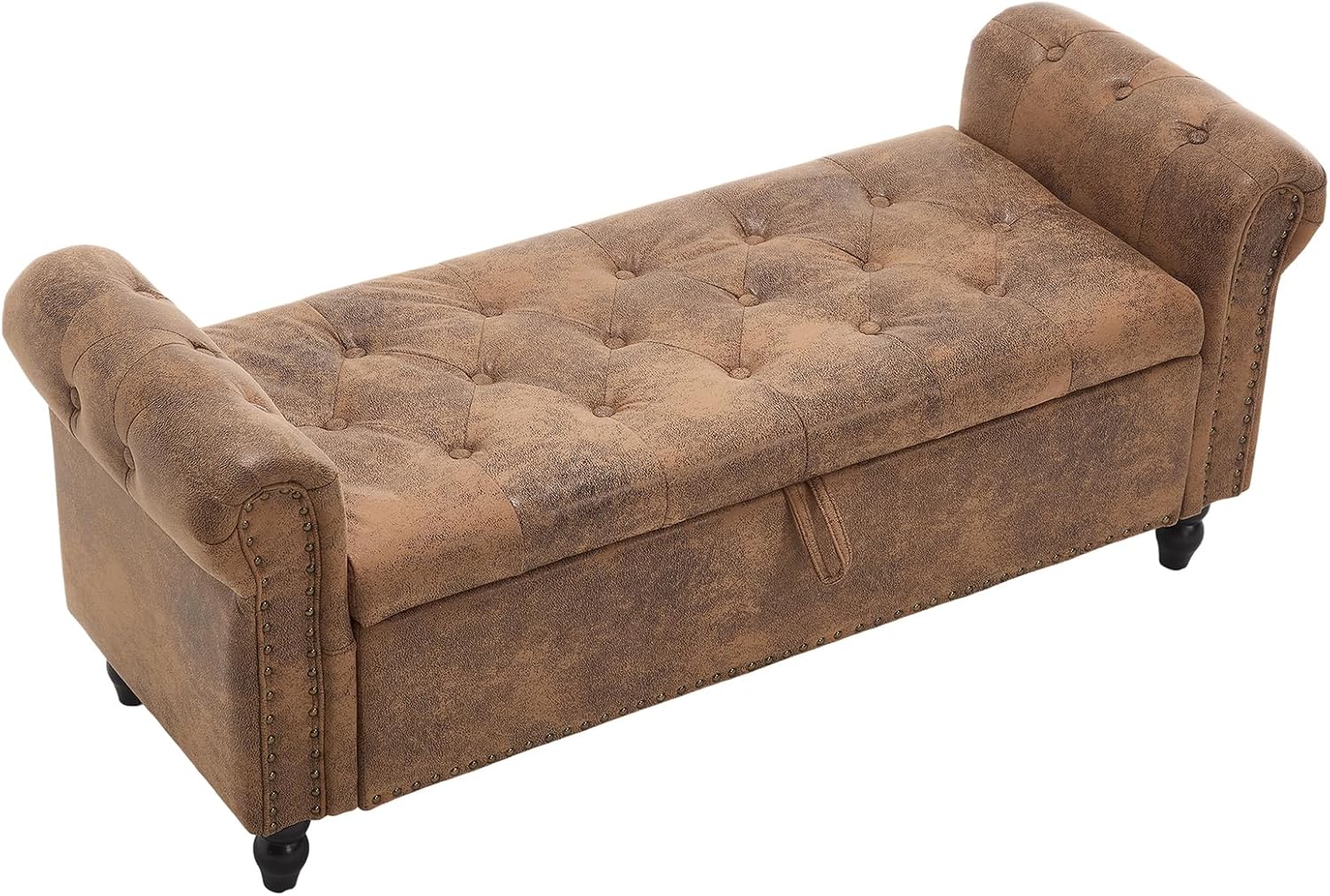 Furniliving 55 End of Bed Storage Bench with Button-Tufted Upholstery