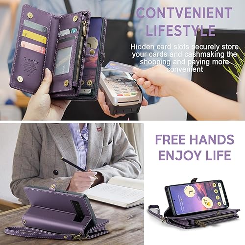 Miniatura 5 de ASAPDOS Funda para Google Pixel 6 Pro 5G, con correa de piel sintética retro con cierre magnético, bloqueo RFID, tarjetero y soporte para hombres y