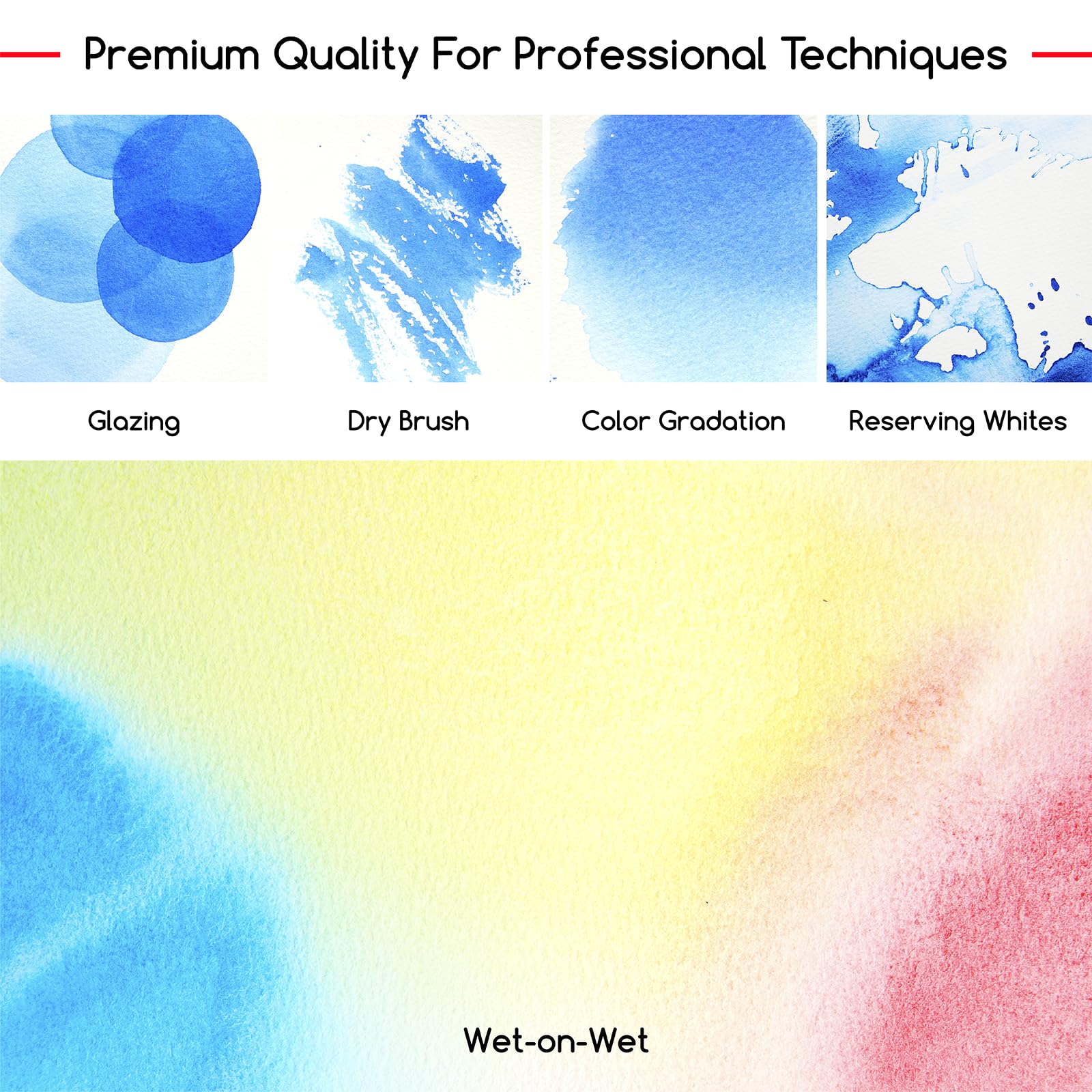 MEEDEN Kit de peinture aquarelle professionnelle 40 couleurs semi-humides