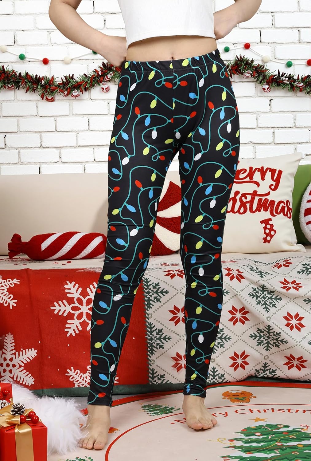Christmas Ugly Pants for Women Drawstring Xmas Pajamas Bottoms with Pocket S-XL - Image 8