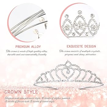 Tiara Corona Principessa Bambina Con Cristalli - Per Compleanni, Matrimoni E Feste - Foto 6