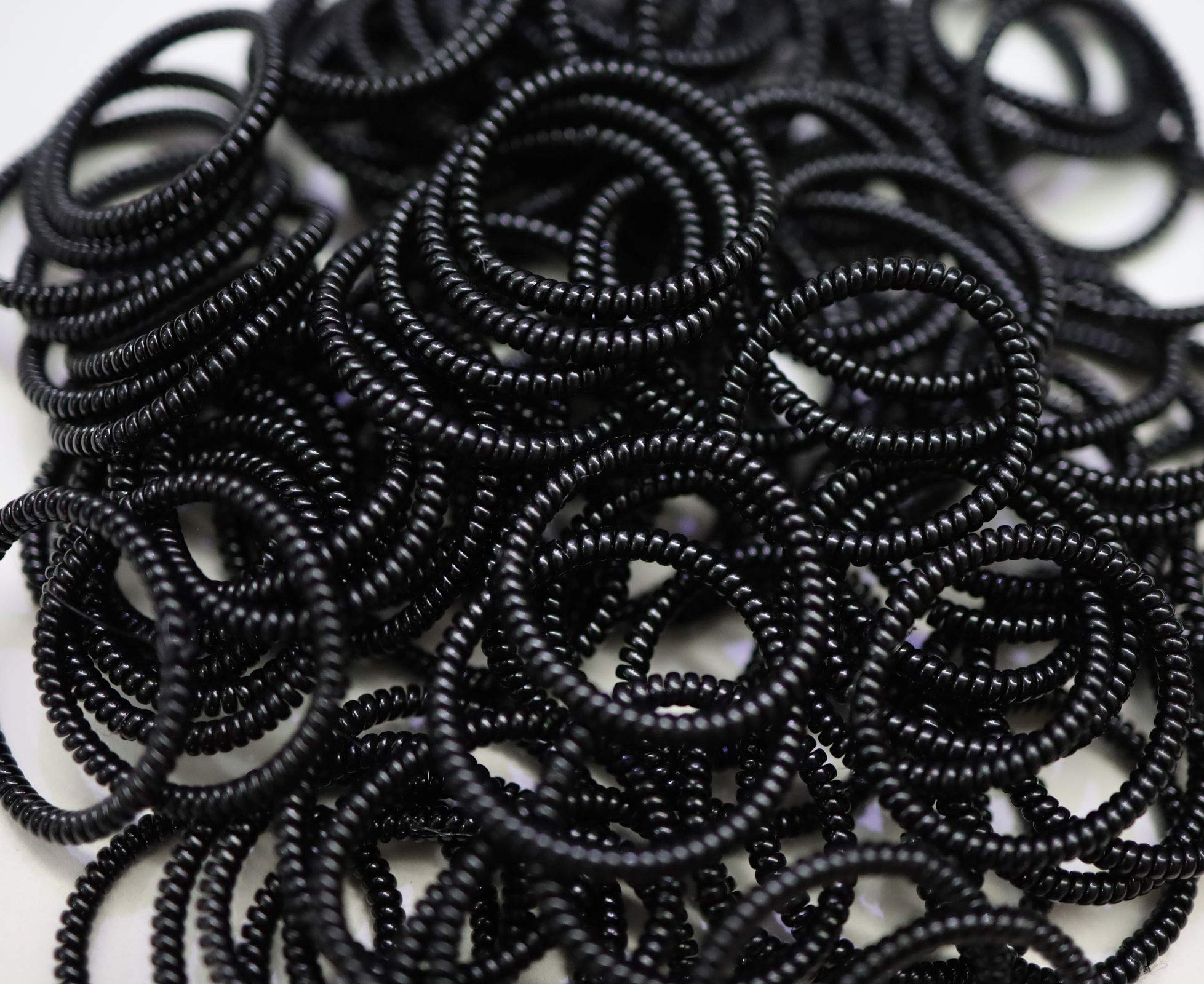 100 lazos para el pelo en espiral, lazos para el cabello sin arrugas, lazos para el pelo, lazos elásticos para el pelo, color negro, para mujeres y niñas