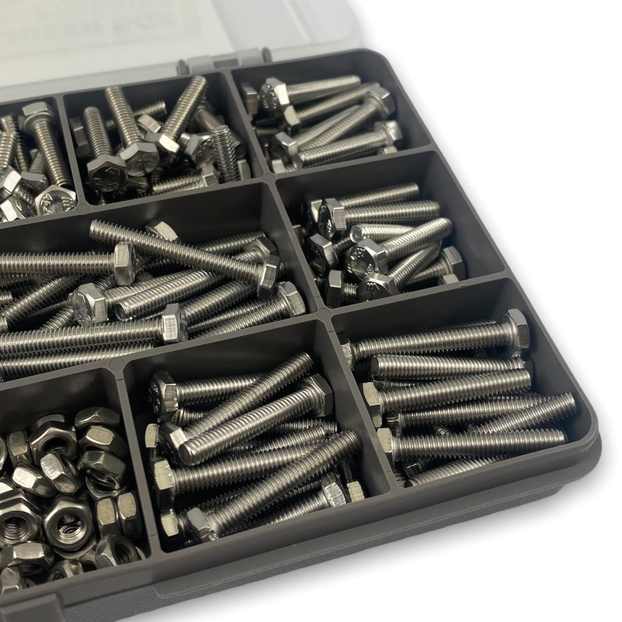 475-Piece Stainless Steel A2 & M4 Fastener Assortment Kit - Bolts, Nuts, Washers, Screws (Fully Threaded)