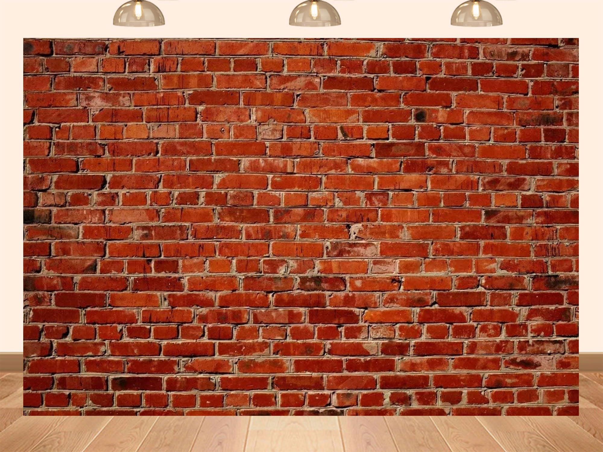 PEKRU 5x3FT Fabric Red Brick Wall Backdrop Brick Wall Photography Backdrops Birthday Party Graduation Home Decoration Christmas Background Photo Booth