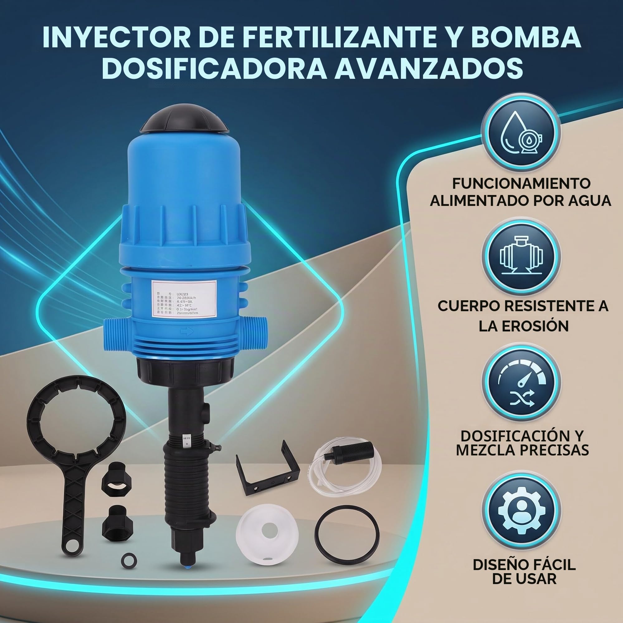 Qcwwy Qcwwy Inyector de Fertilizante para Riego por Goteo, Bomba Dosificadora Ajustable, Rosca Macho G1 G3/4, 10L/H a 2500L/H para Hidroponía de Jardín