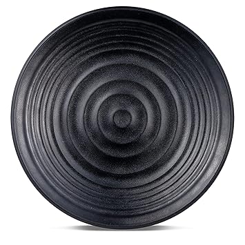 11 inch Melamine Matt Black Dinner Lunch Serving Melamine Platter Plate for All Occasions - 6 Pcs
