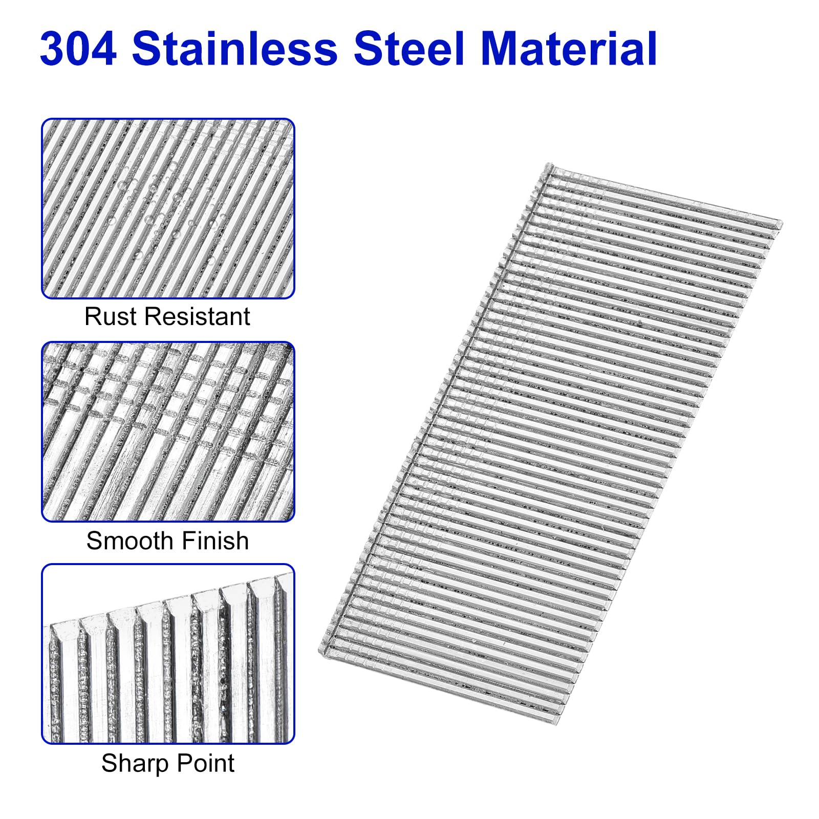 uxcell 1000 clavos de calibre 16, clavos de acabado recto de 1-1/2 pulgadas de longitud, clavos de acero inoxidable 304 galvanizado para construcción de carpintería, color plateado