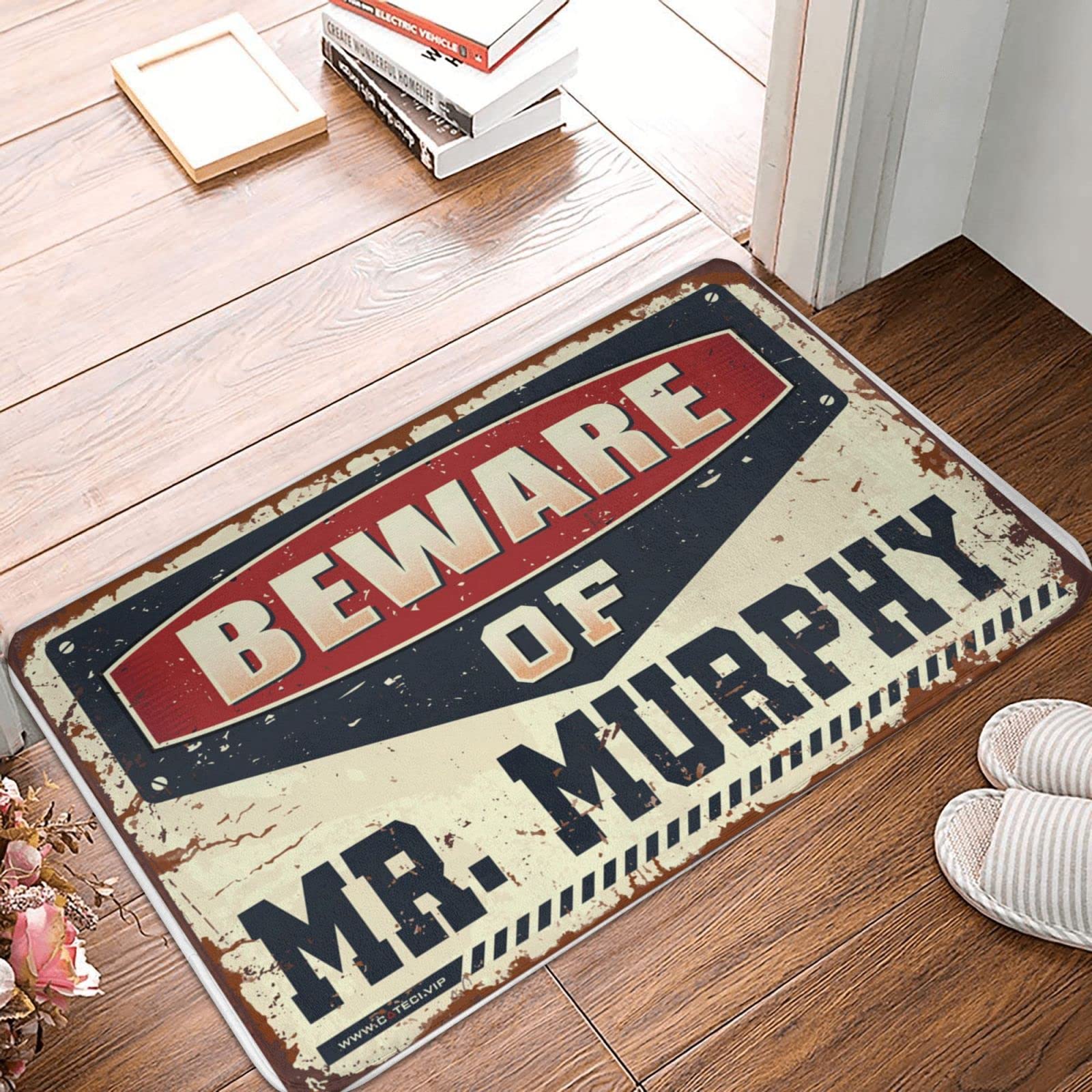 Paillasson cool Beware of Mr. Murphy idée cadeau originale accessoires de chambre homme 50x80