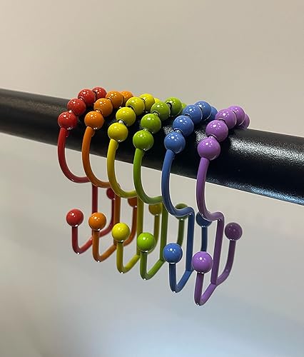 Miniatura 6 de Ganchos para cortina de ducha, anillos de acero inoxidable 304 para baño, ganchos de doble deslizamiento para varillas de cortinas de ducha, juego