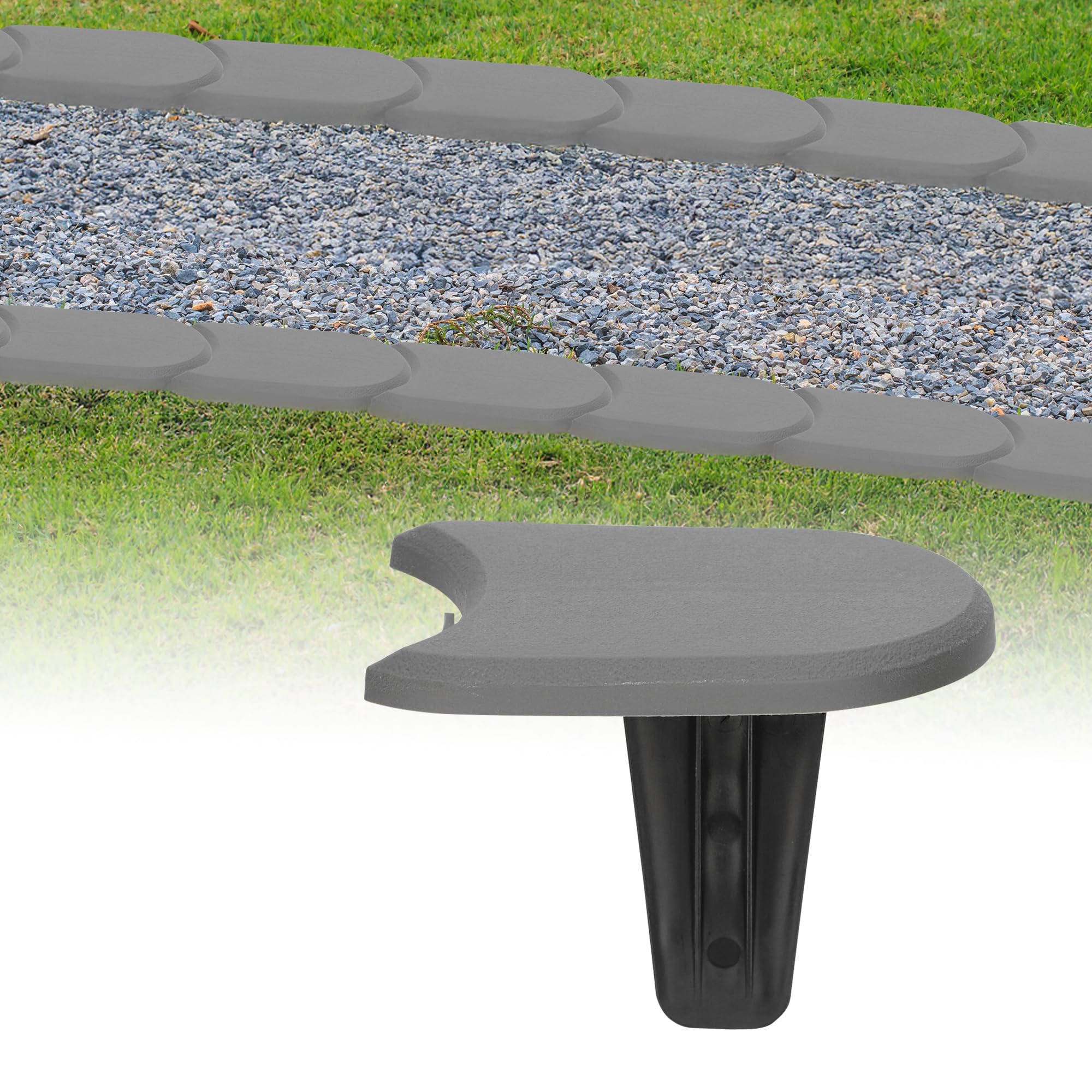 GARDENIX Bordo per aiuole in plastica, 3,8 m, 32 moduli, bordo per aiuole, colore grigio, bordo flessibile per aiuole, recinzione da giardino, palizzata, bordi per aiuole per robot tosaerba