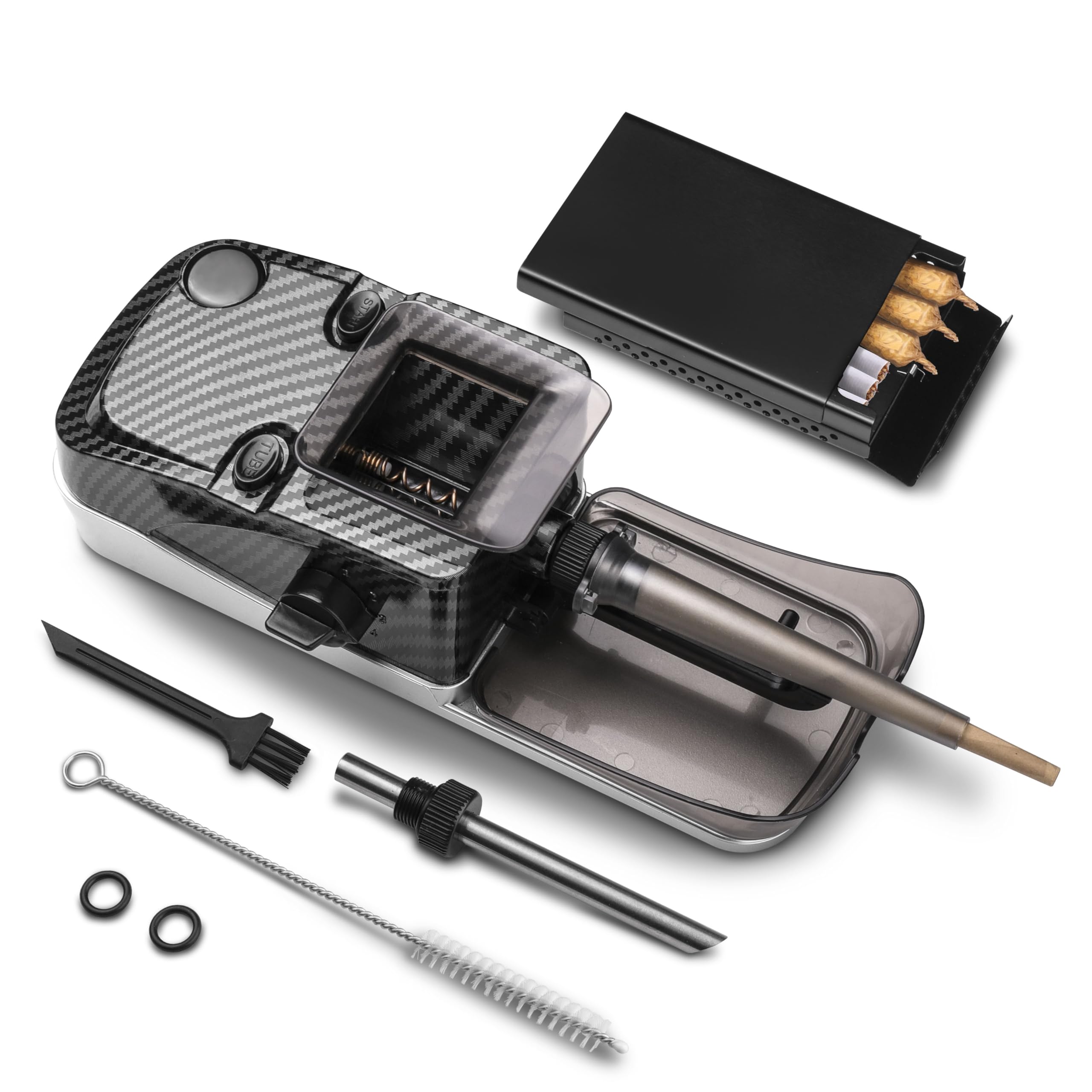 Electric Cones Rolling Machine, Automatic Cigarette Rolling Machine, Pre Roll Machine for King Size, Automatic Pre Rolled Cones Filling Maker + Pre-roll Cone Holder Cigarette Case