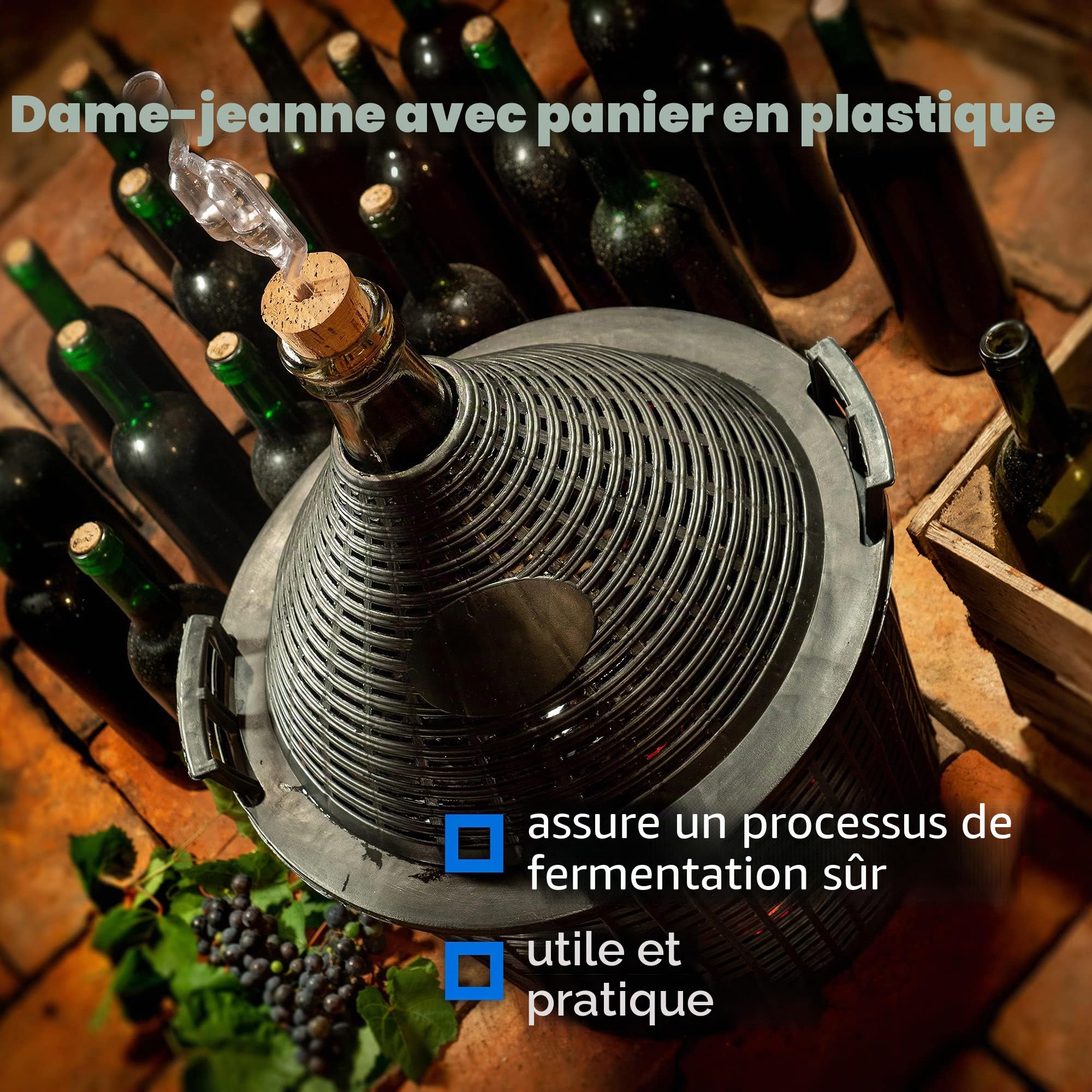 KADAX bonbonne en Verre 20L – Ballons de Fermentation à col étroit avec Panier pour vin, bière & cidre