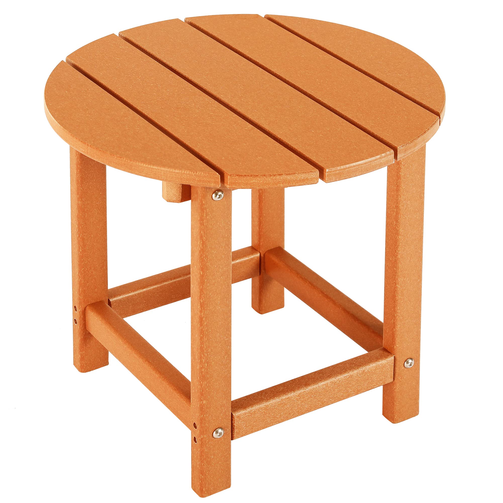 LZRS Round Adirondack Side Table End Table, Outdoor Side Tables for Patio, Backyard,Pool, Indoor Companion, Easy Maintenance & Weather Resistant(Orange)