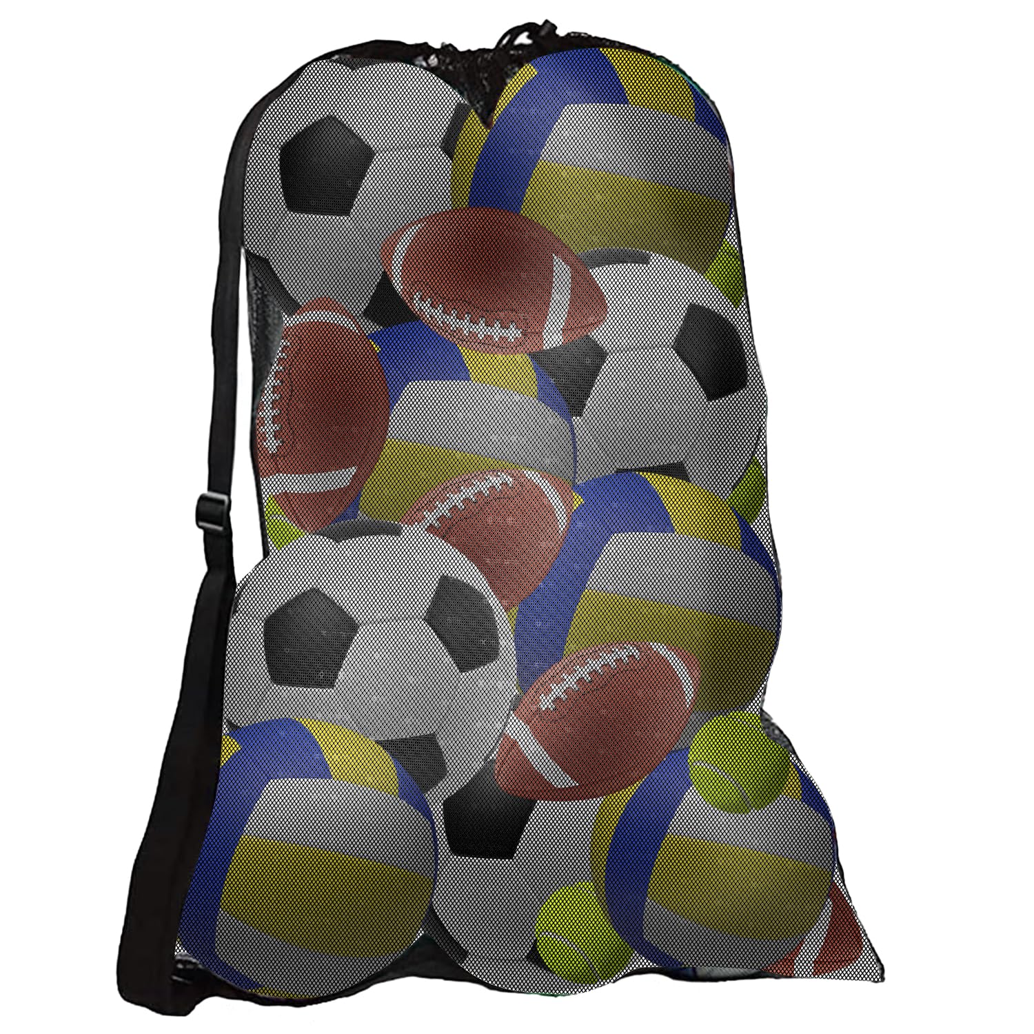 BRITECOExtra Large Football Ball Bag - Adjustable Shoulder Strap, Durable Mesh Sports Equipment Carrier for Soccer, Basketball, Volleyball, and More, Holds Up to 15 Balls, Ideal for Coaches and Athletes