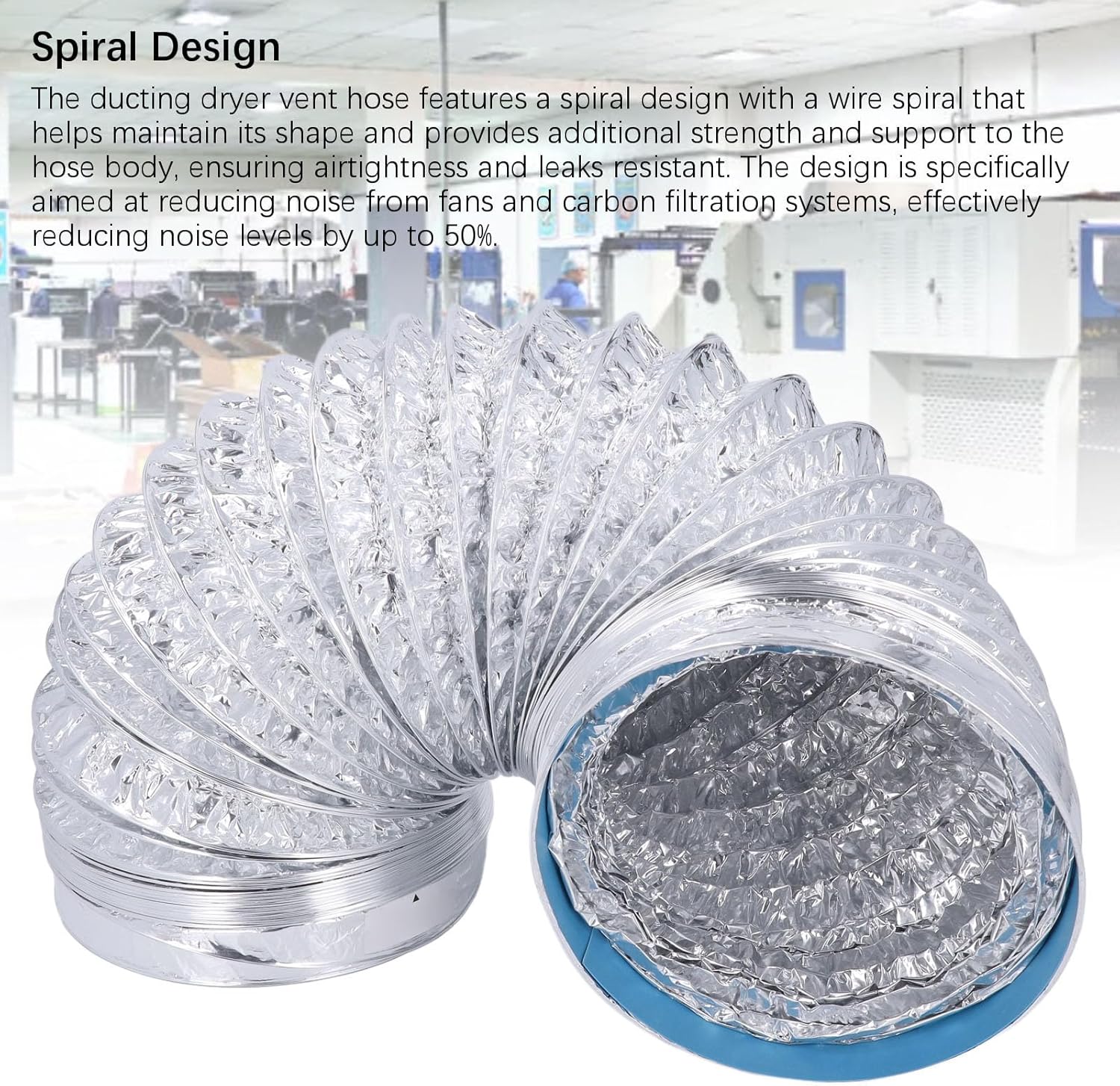 Dryer Vent Hose, Air Aluminum Foil Duct 7 Inch Diameter 6.56ft Length Thickened PVC Dryer Vent Fan Hose for Ventilation Heating Systems