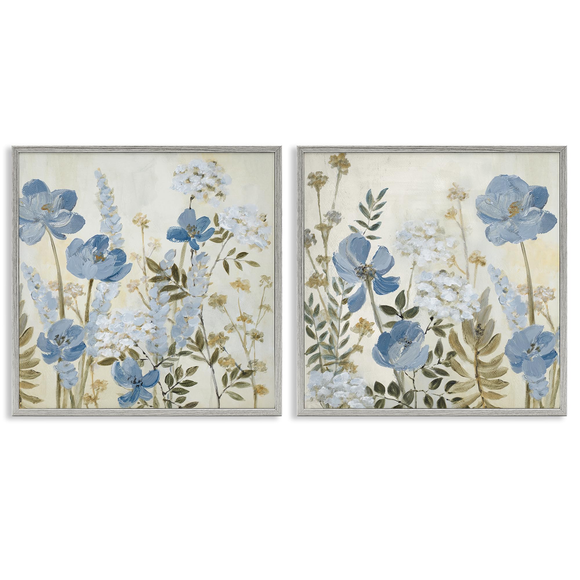 Stupell Industries Blue Peaceful Garden Floral 'Blue Peaceful Garden'| 2Pc Framed Giclee Art Set 2