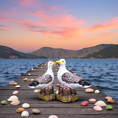 Miniatura 2 de 2 figuras de gaviota de muelle, estatuas de resina de aves marinas para jardín de hadas, decoración de paisaje de estaca de muelle, micro paisaje,