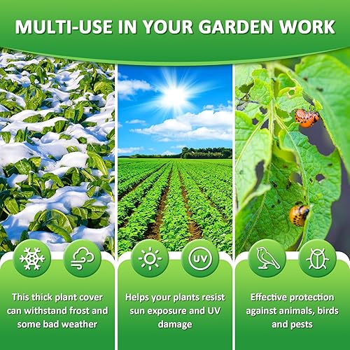 Miniatura 3 de EAONE Paquete de 2 cubiertas para plantas, protección contra la congelación, 10 pies x 33 pies, cubierta flotante para jardín, tela reutilizable